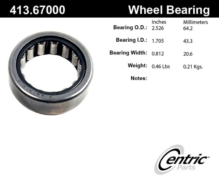 Stoptech Centric Standard Cylindrical Roller Bearing - Rear 413.67000E