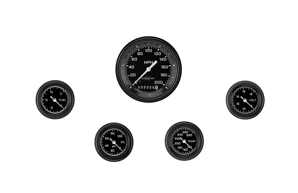 Classic Instruments Autocross Grey 5 Gauge Set 2-1/8 Full Sweep CLAAX100GBLF