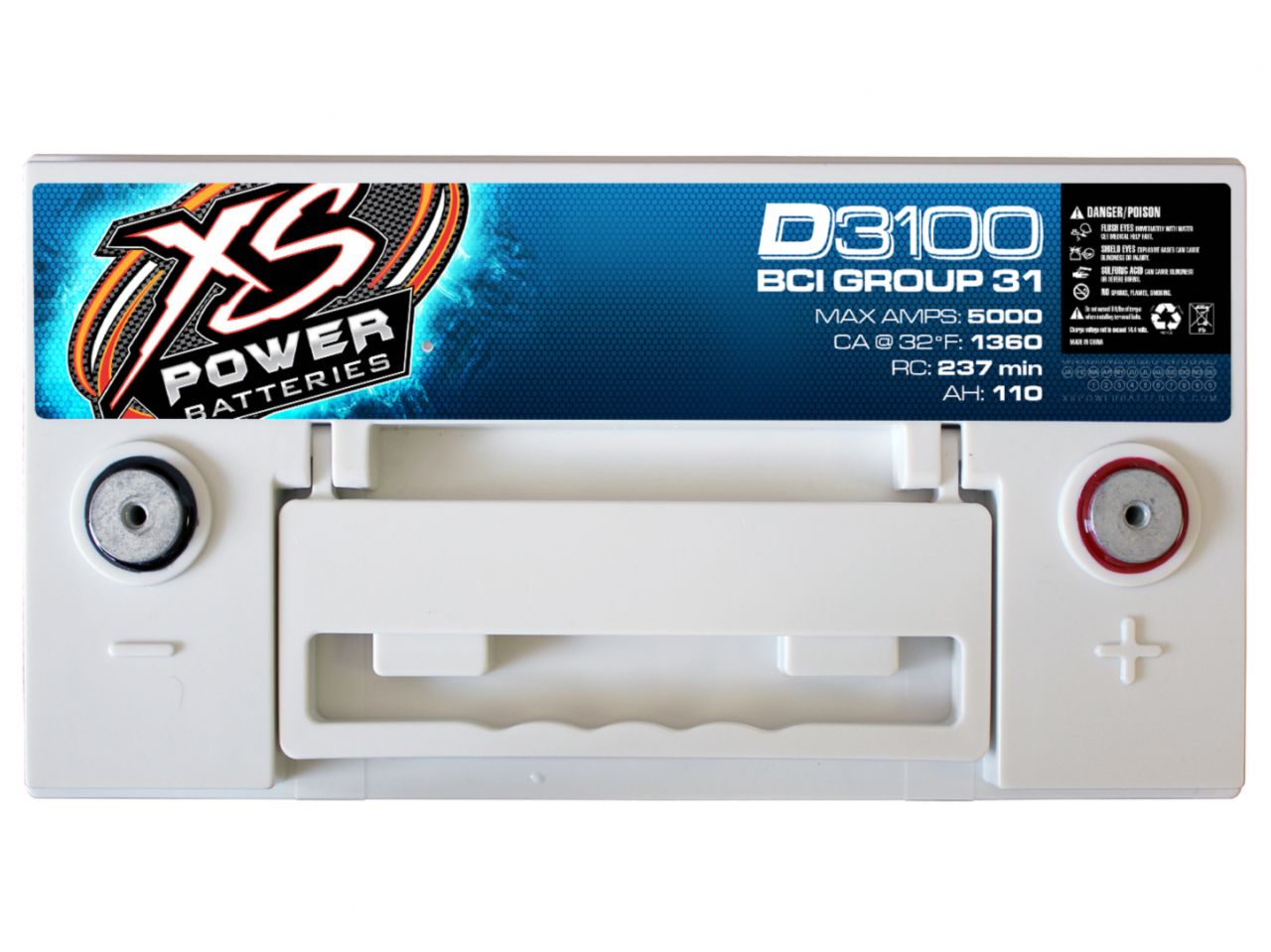 XS Power 12V BCI Group 31 AGM Battery, Max Amps 5000A, CA: 1360, Ah: 110