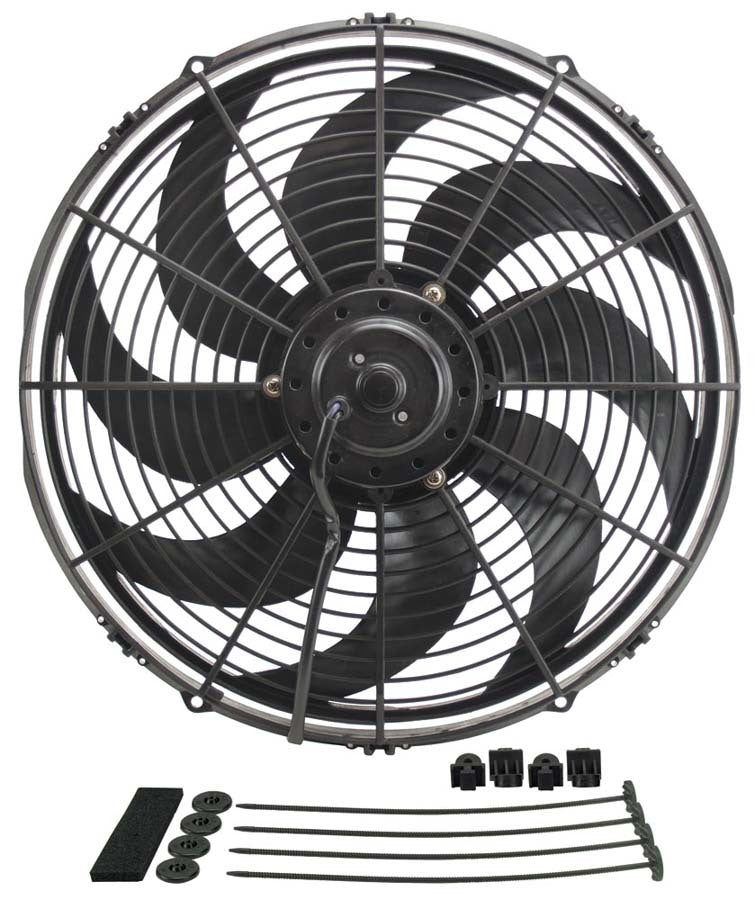 Derale 16in Dyno-Cool Curved Bl ade Electric Fan DER18916