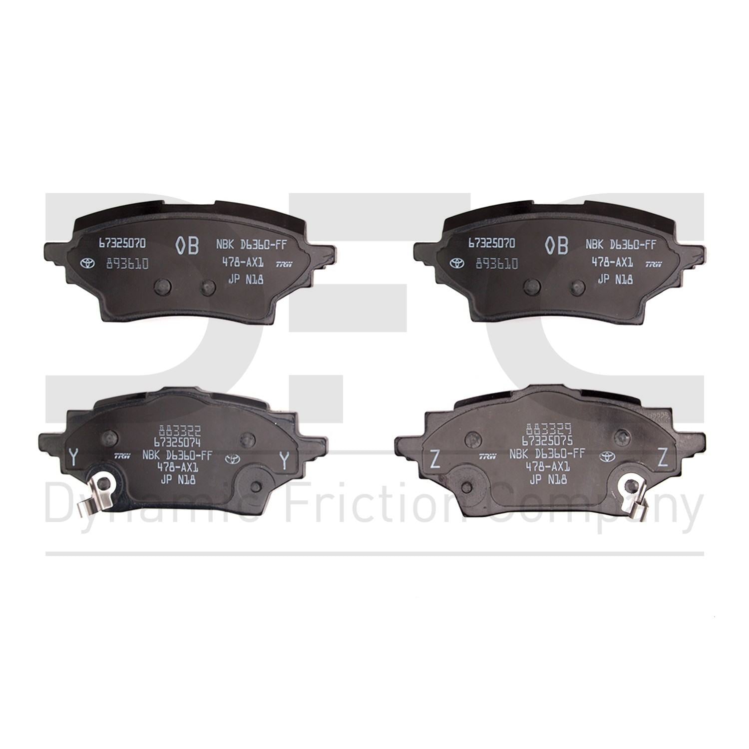 dynamic friction company disc brake pad set  frsport 1551-2202-00