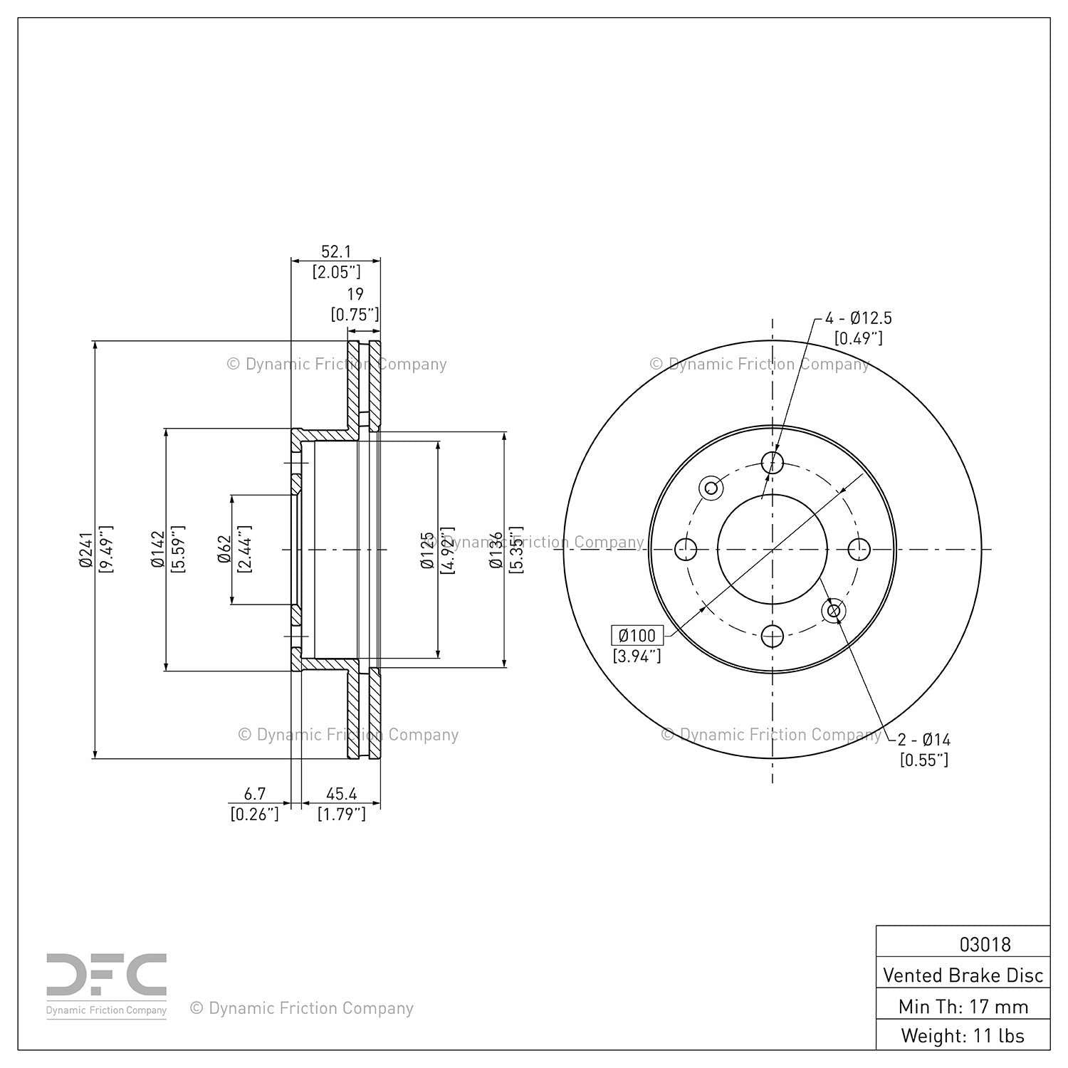 dynamic friction company disc brake rotor  frsport 600-03018