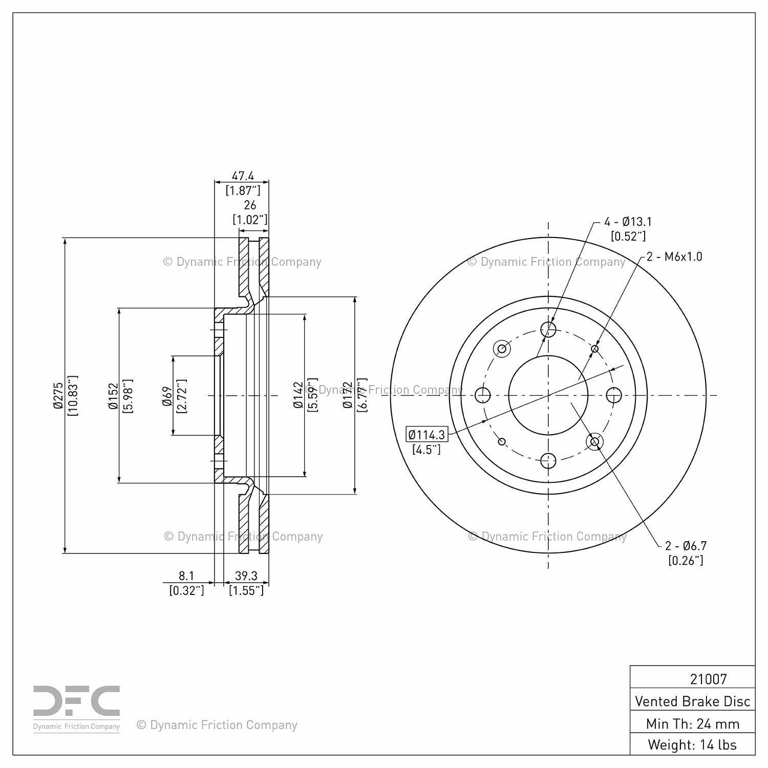 dynamic friction company disc brake rotor  frsport 600-21007