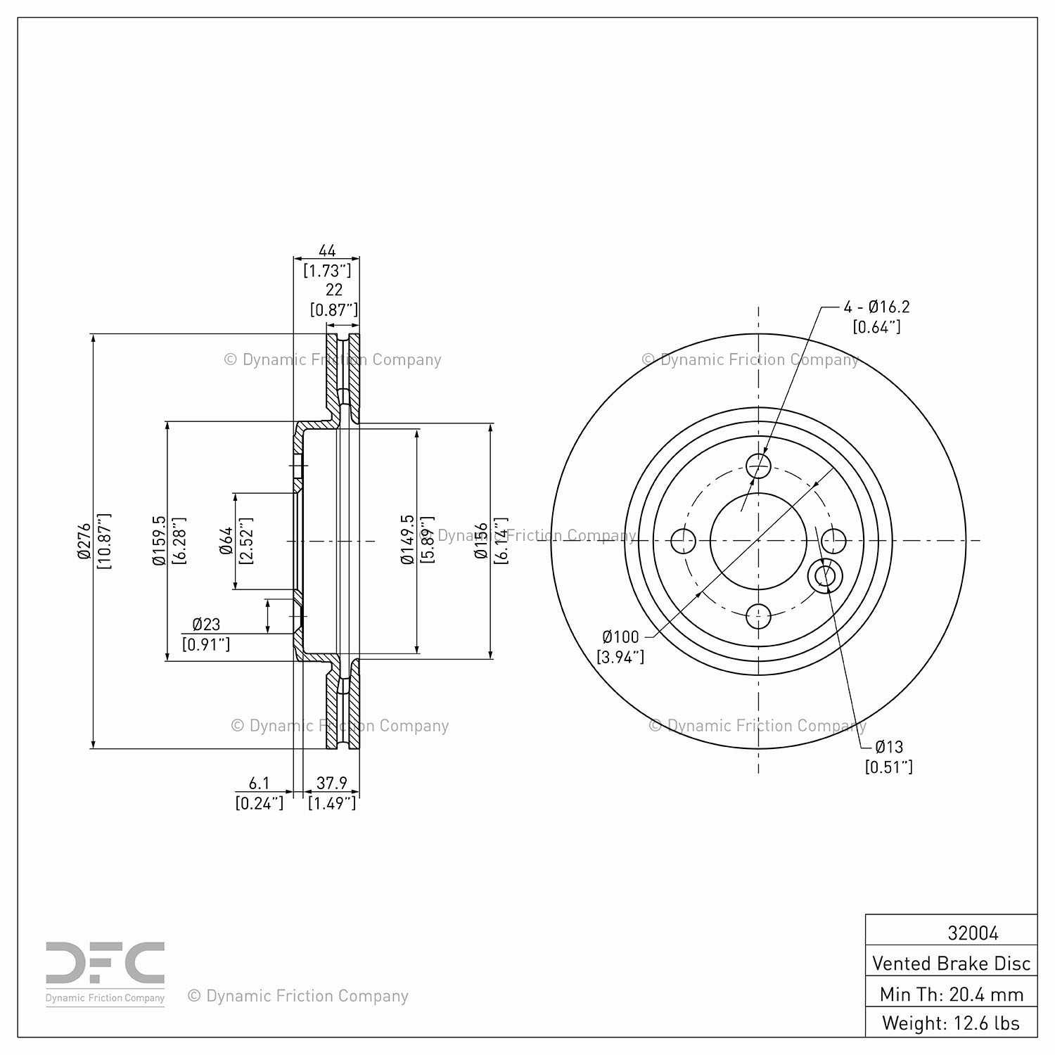 dynamic friction company disc brake rotor  frsport 600-32004