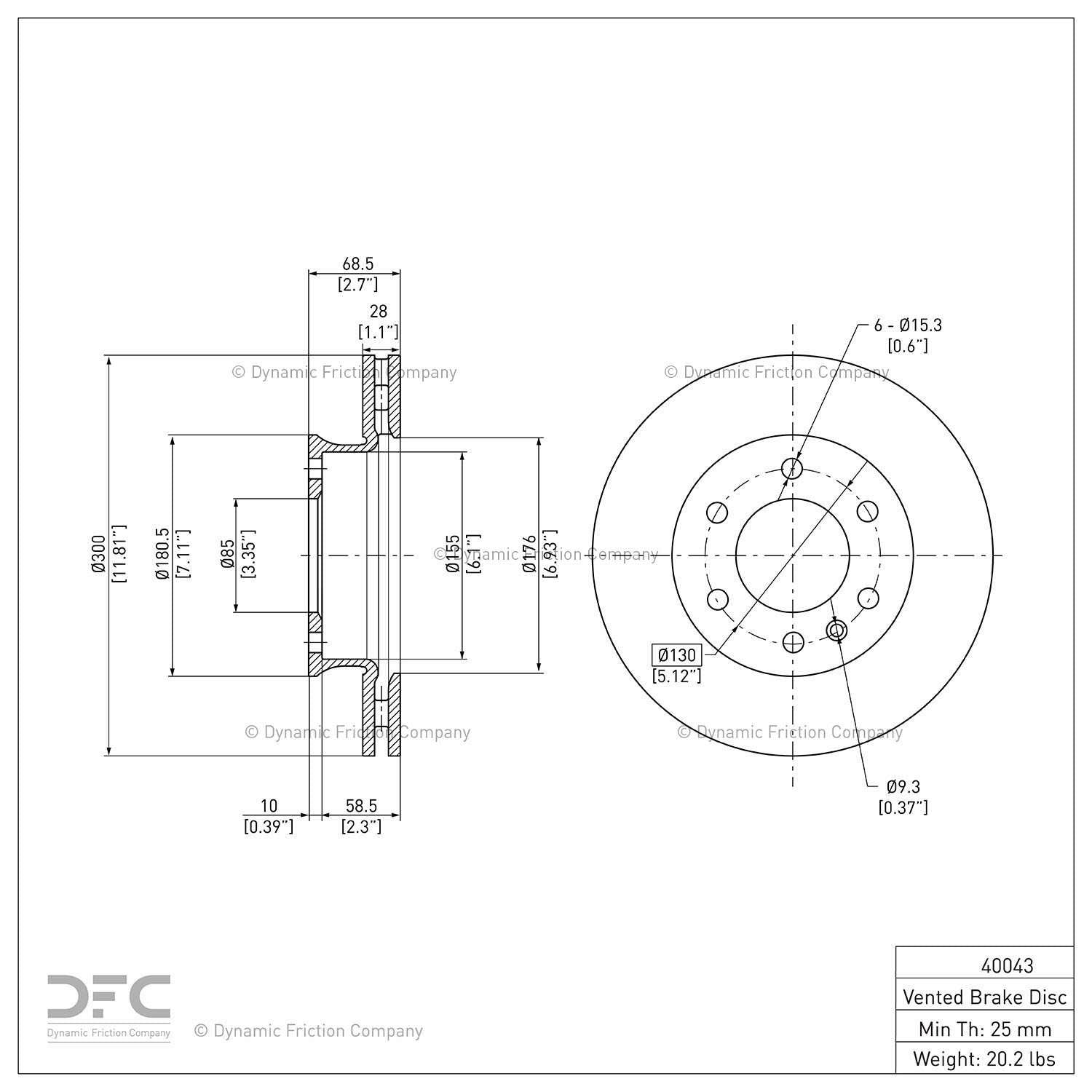 dynamic friction company disc brake rotor  frsport 600-40043