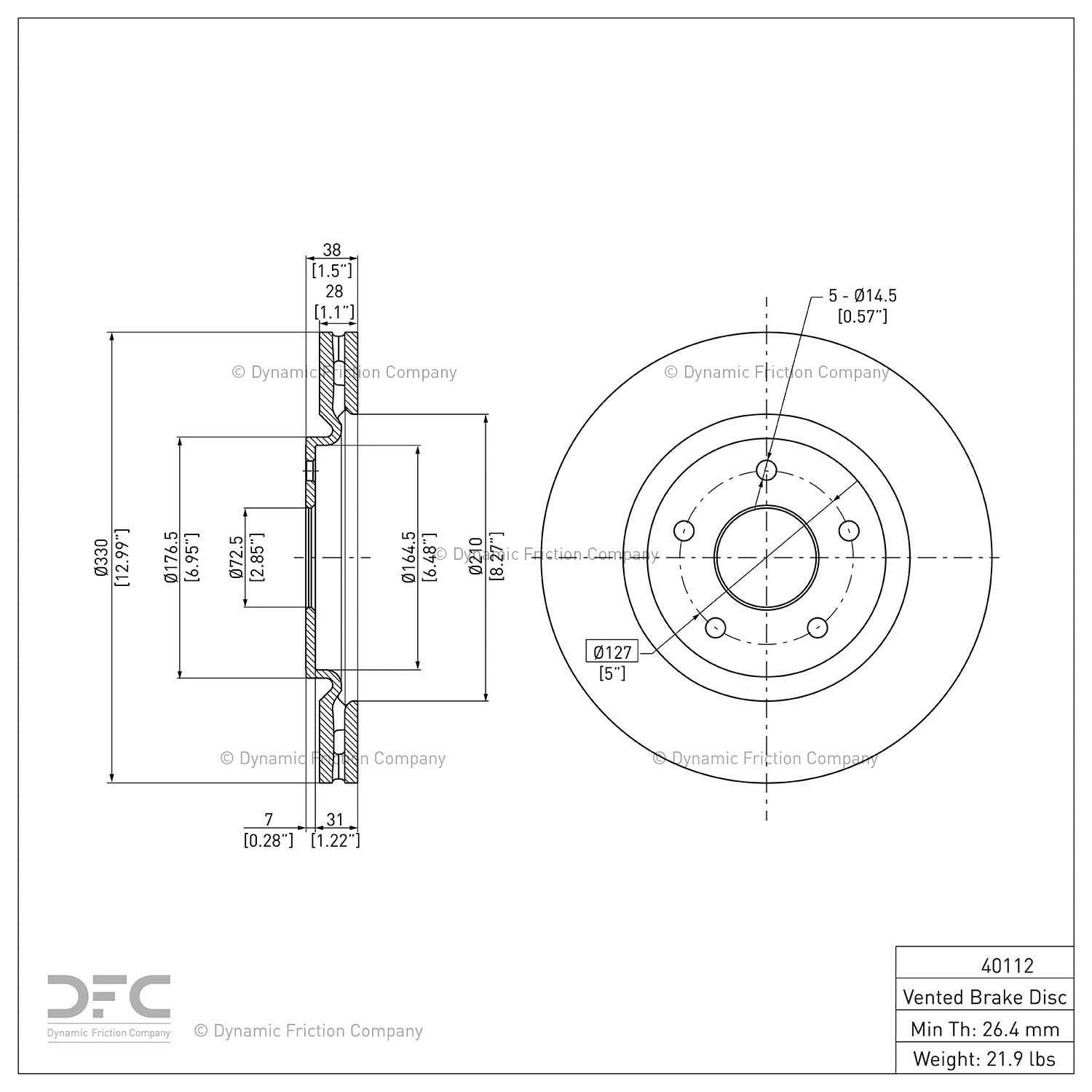 dynamic friction company disc brake rotor  frsport 600-40112