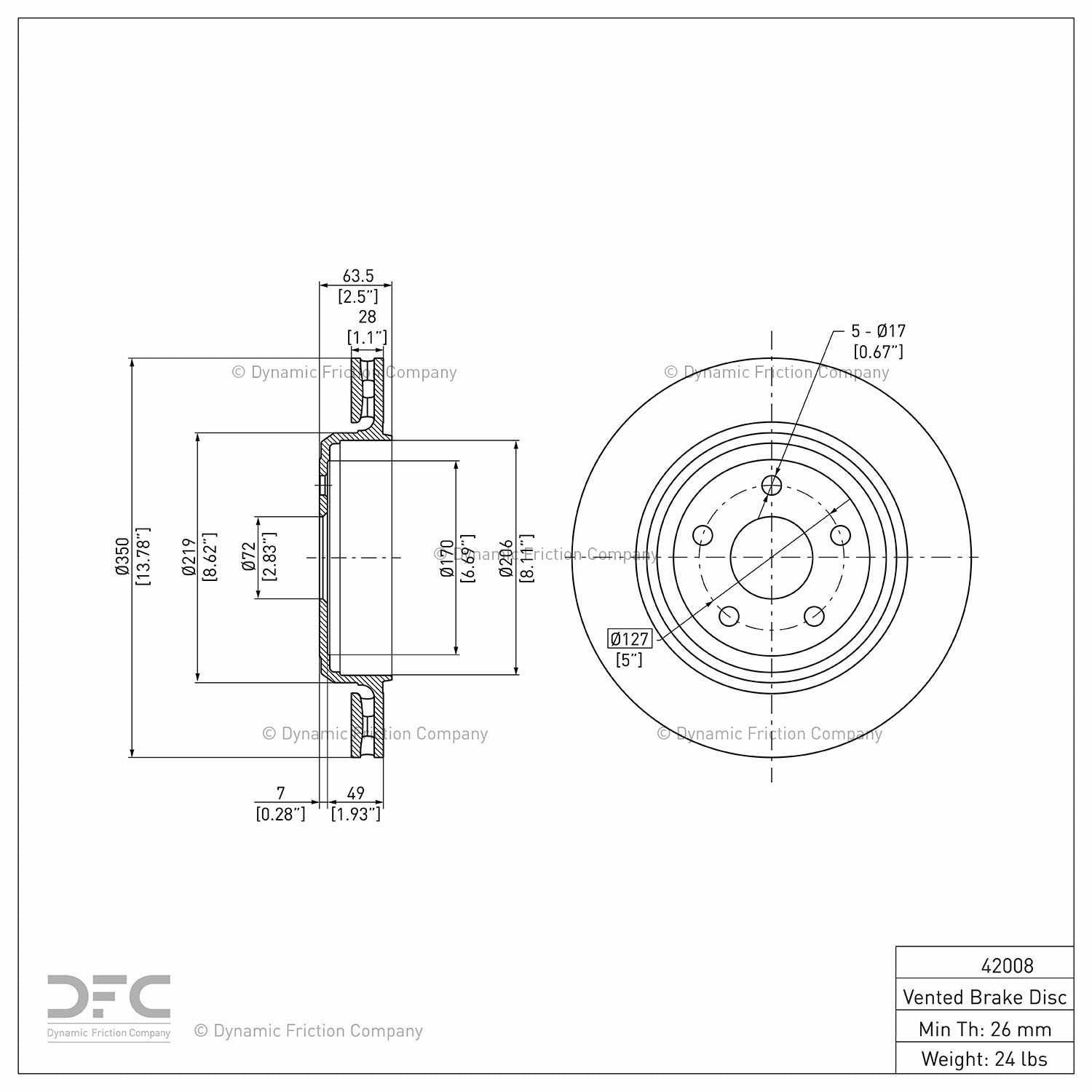 dynamic friction company disc brake rotor  frsport 600-42008