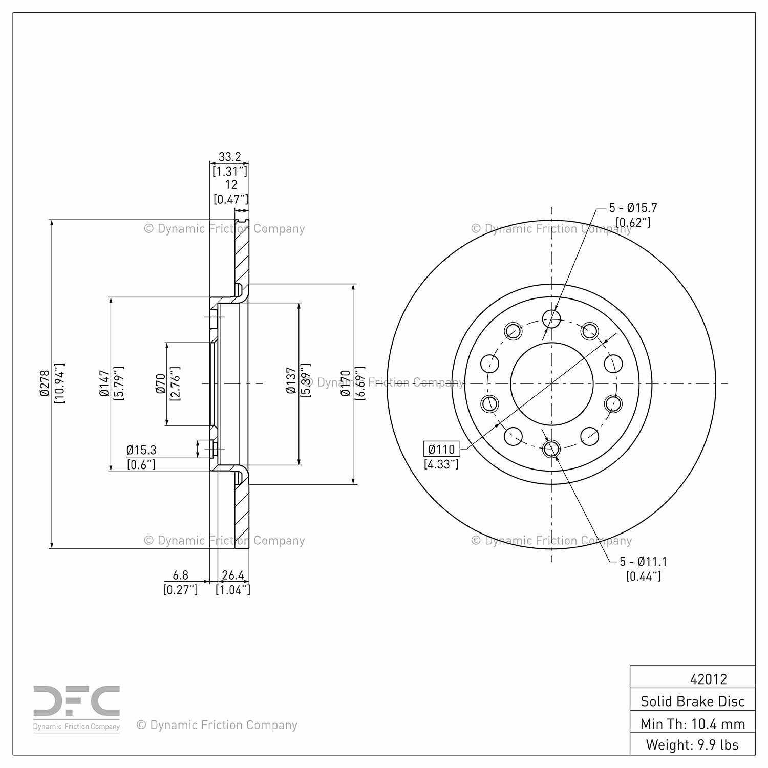 dynamic friction company disc brake rotor  frsport 600-42012