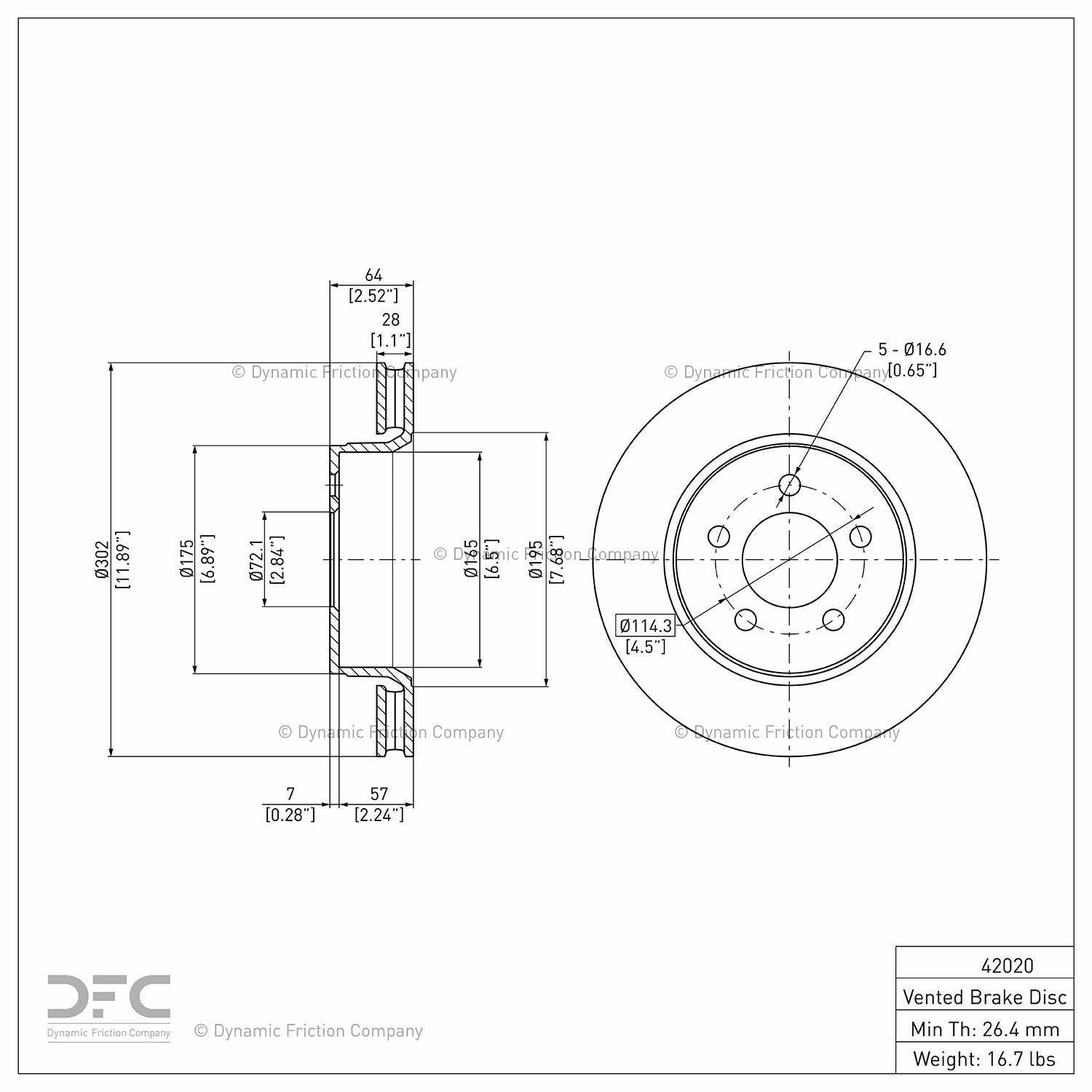 dynamic friction company disc brake rotor  frsport 600-42020