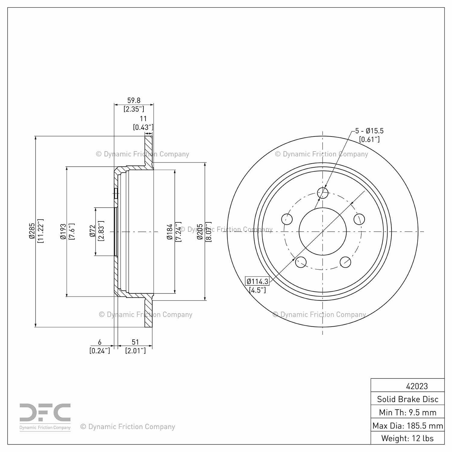 dynamic friction company disc brake rotor  frsport 600-42023