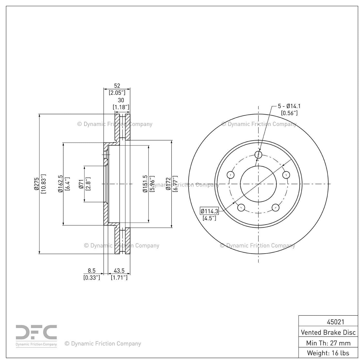 dynamic friction company disc brake rotor  frsport 600-45021