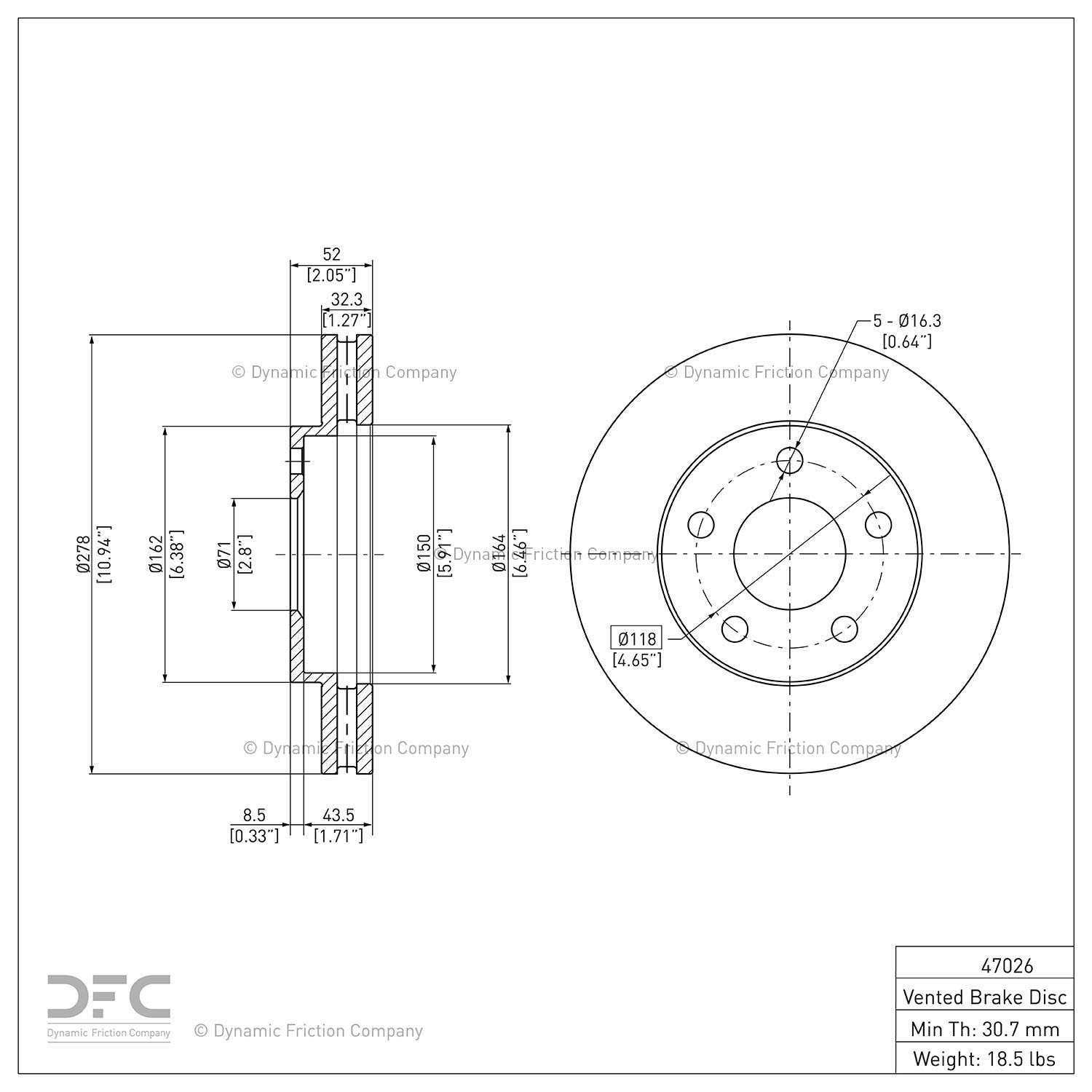 dynamic friction company disc brake rotor  frsport 600-47026