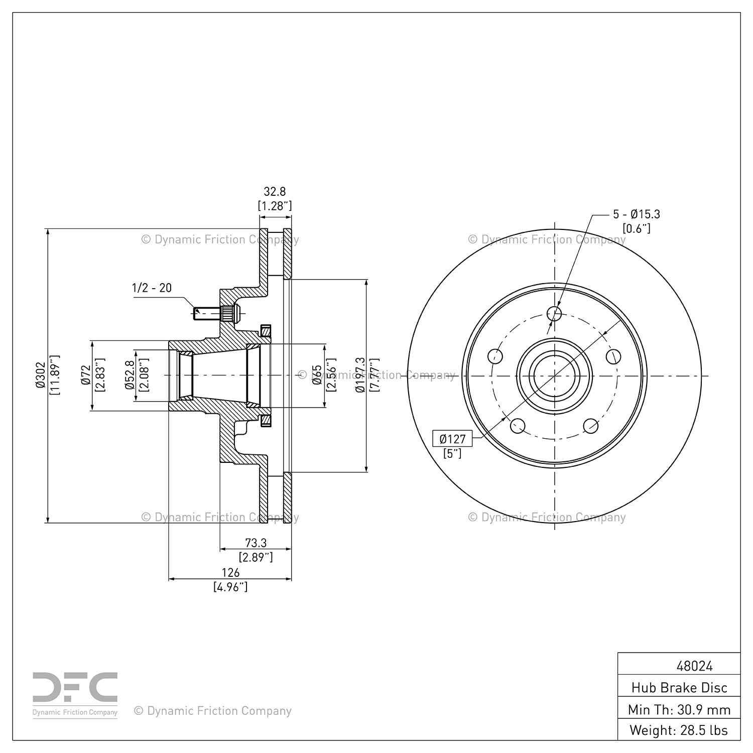 dynamic friction company disc brake rotor  frsport 600-48024