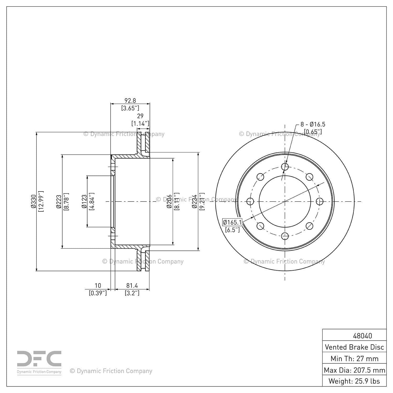 dynamic friction company disc brake rotor  frsport 600-48040