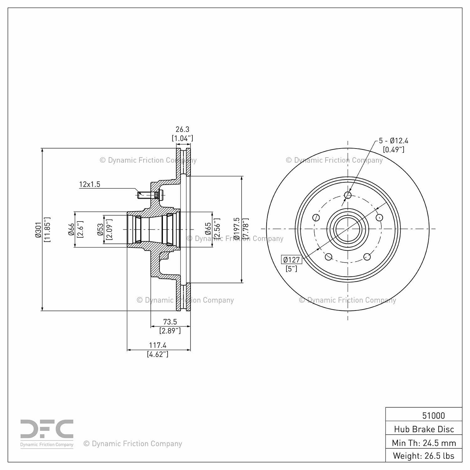 dynamic friction company disc brake rotor  frsport 600-51000