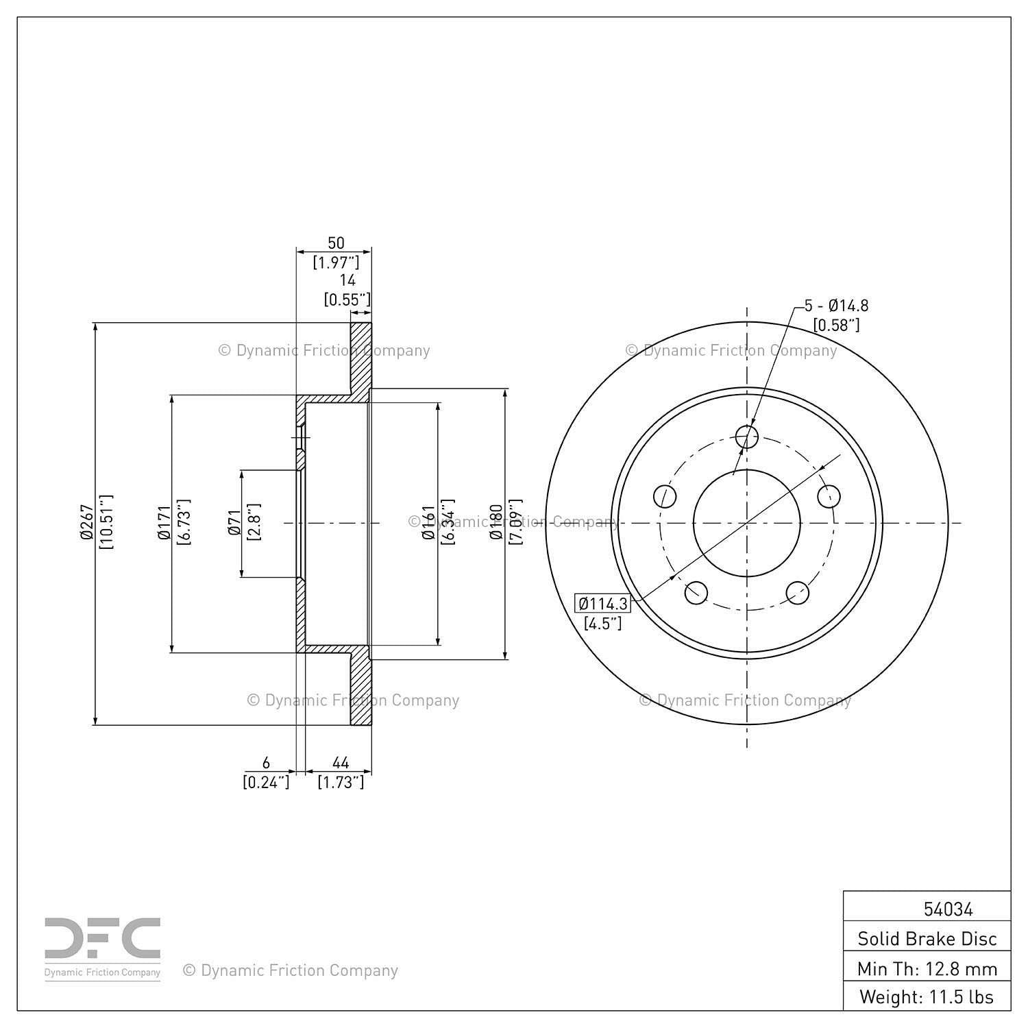 dynamic friction company disc brake rotor  frsport 600-54034