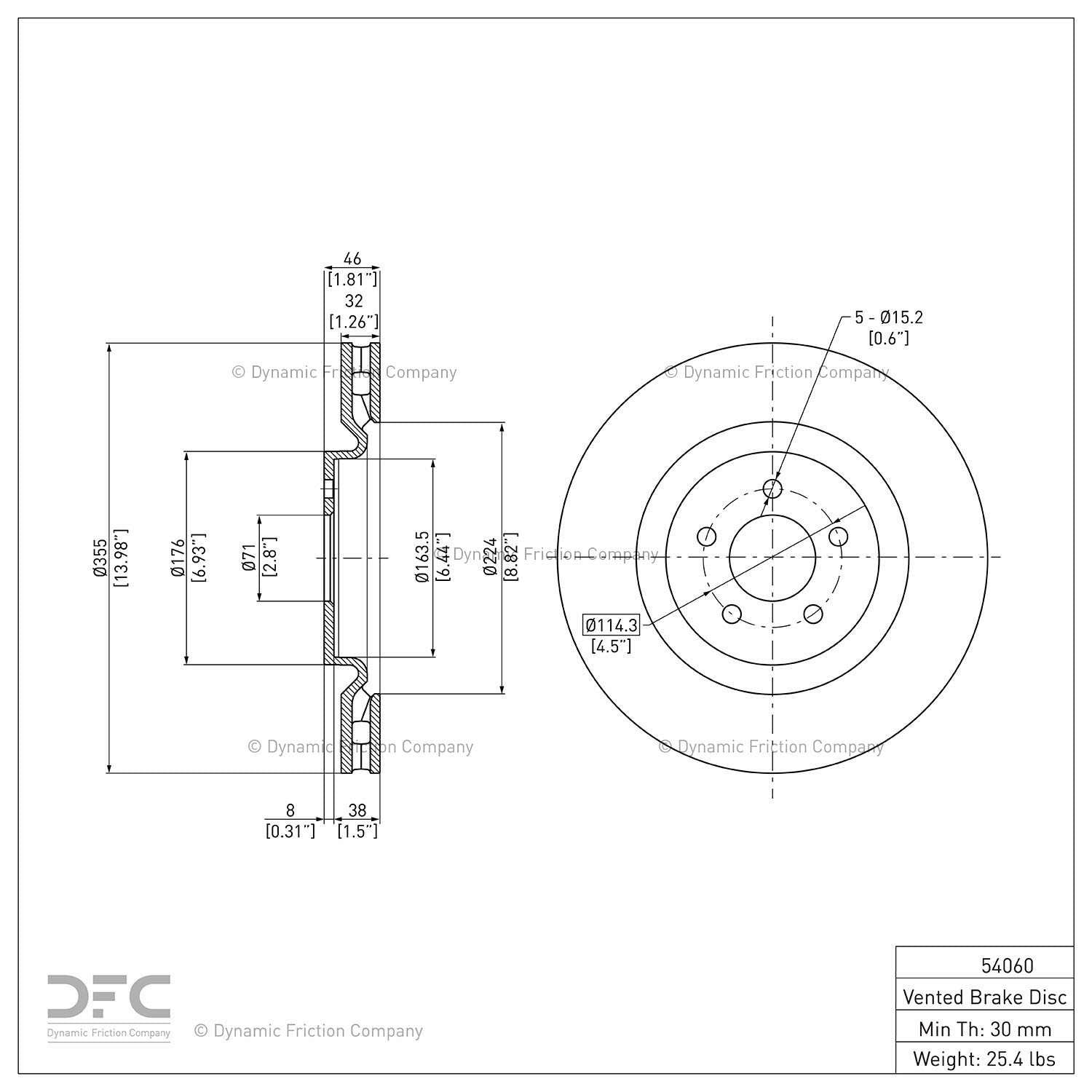 dynamic friction company disc brake rotor  frsport 600-54060