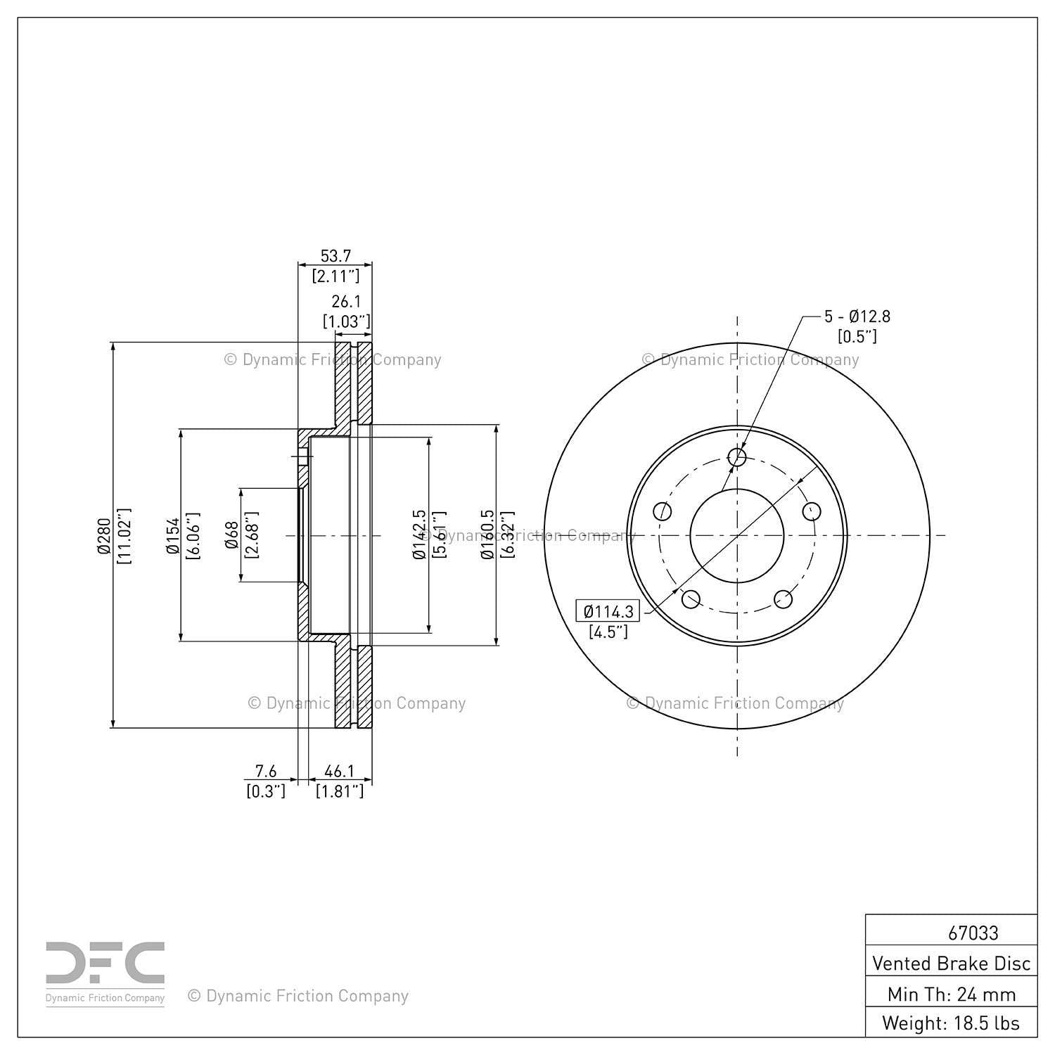 dynamic friction company disc brake rotor  frsport 600-67033