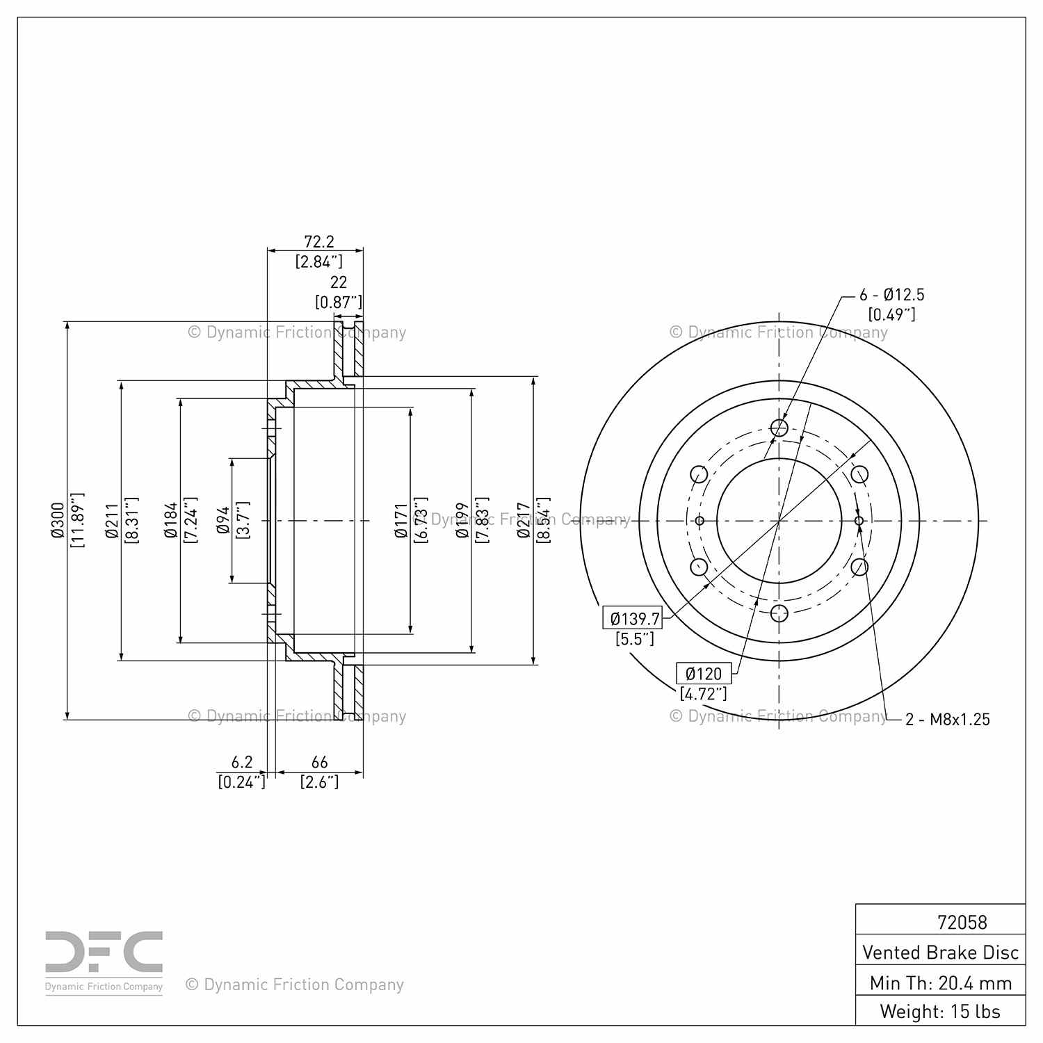 dynamic friction company disc brake rotor  frsport 600-72058