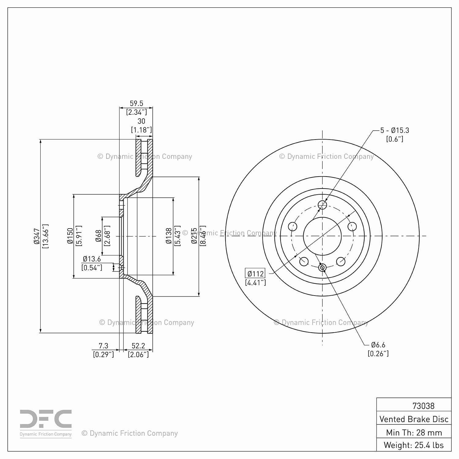 dynamic friction company disc brake rotor  frsport 600-73038