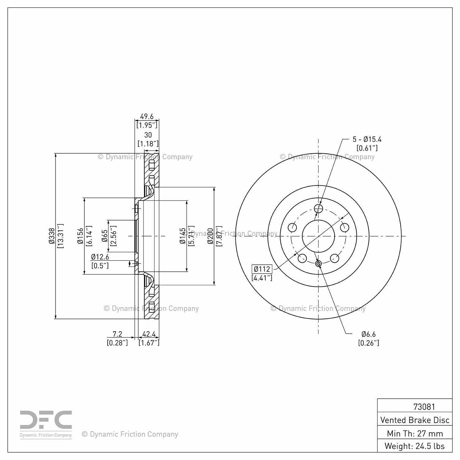 dynamic friction company disc brake rotor  frsport 600-73081