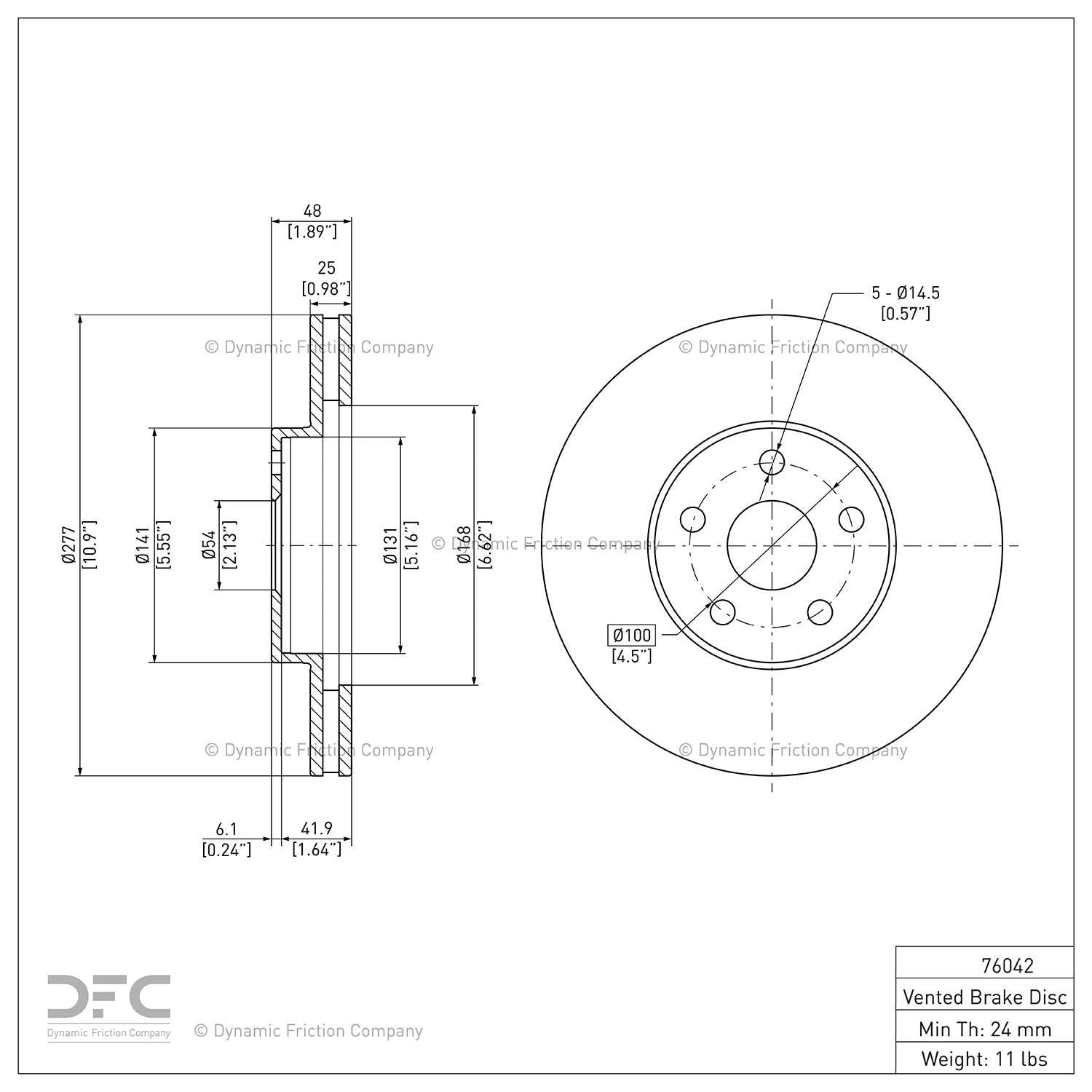 dynamic friction company disc brake rotor  frsport 600-76042