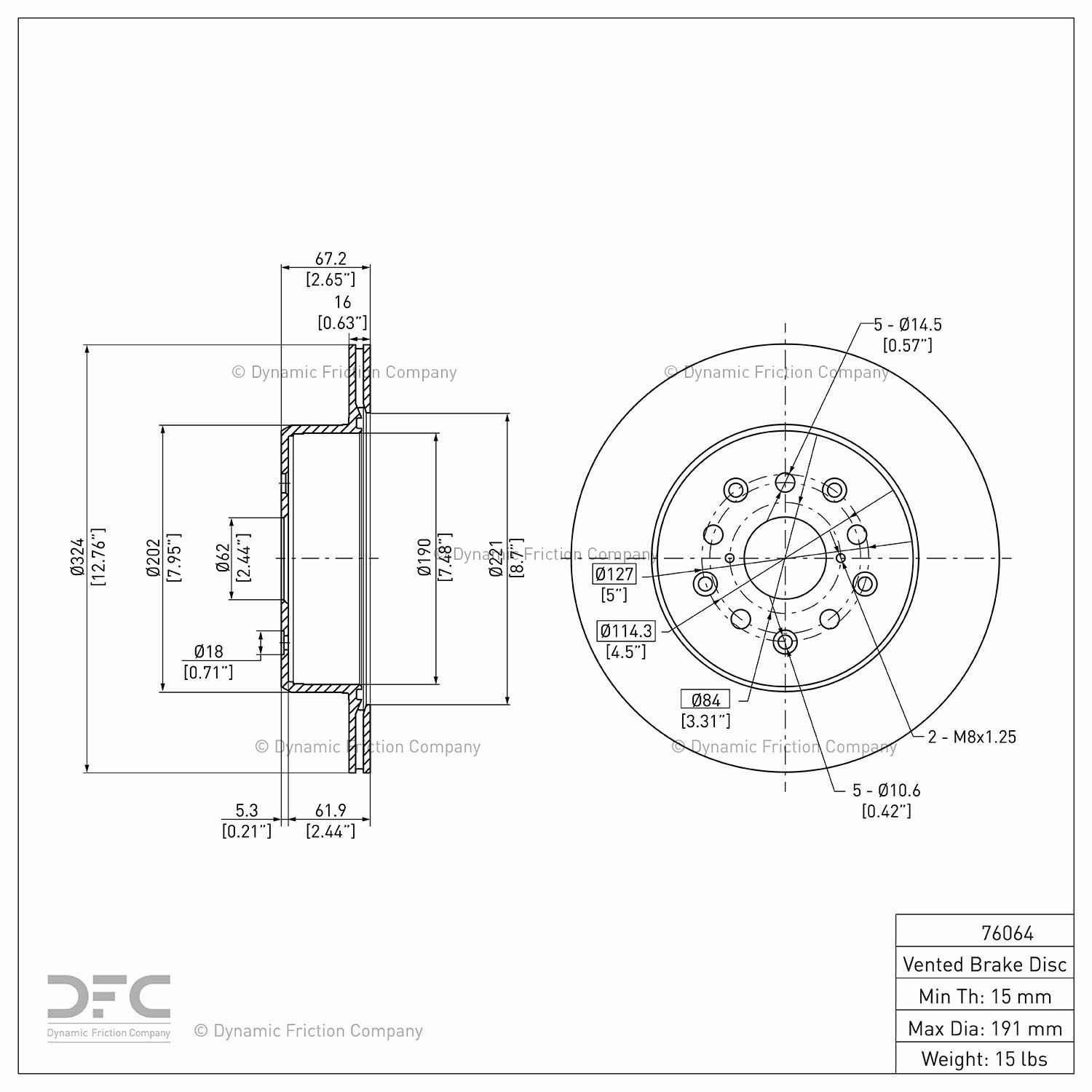 dynamic friction company disc brake rotor  frsport 600-76064