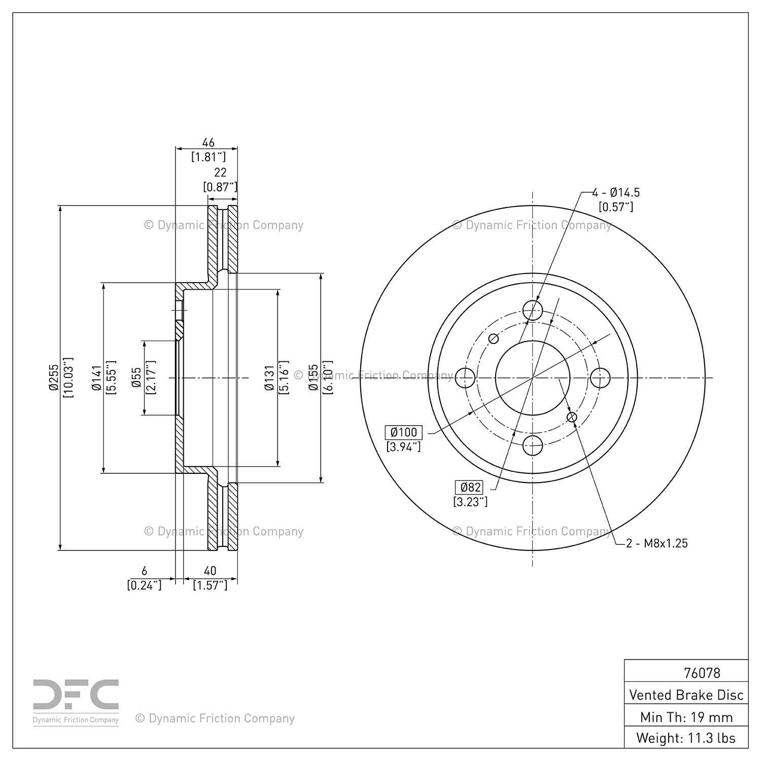 dynamic friction company disc brake rotor  frsport 600-76078