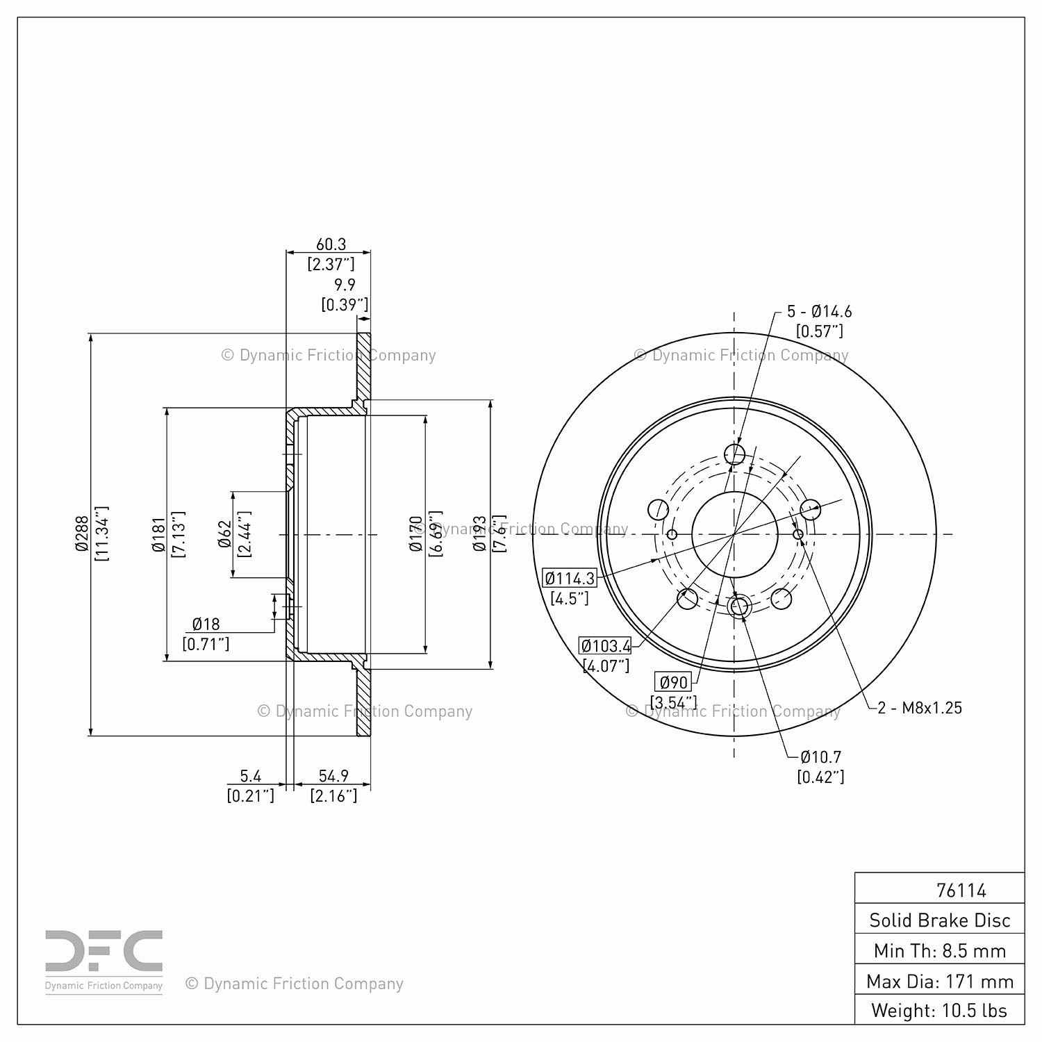 dynamic friction company disc brake rotor  frsport 600-76114