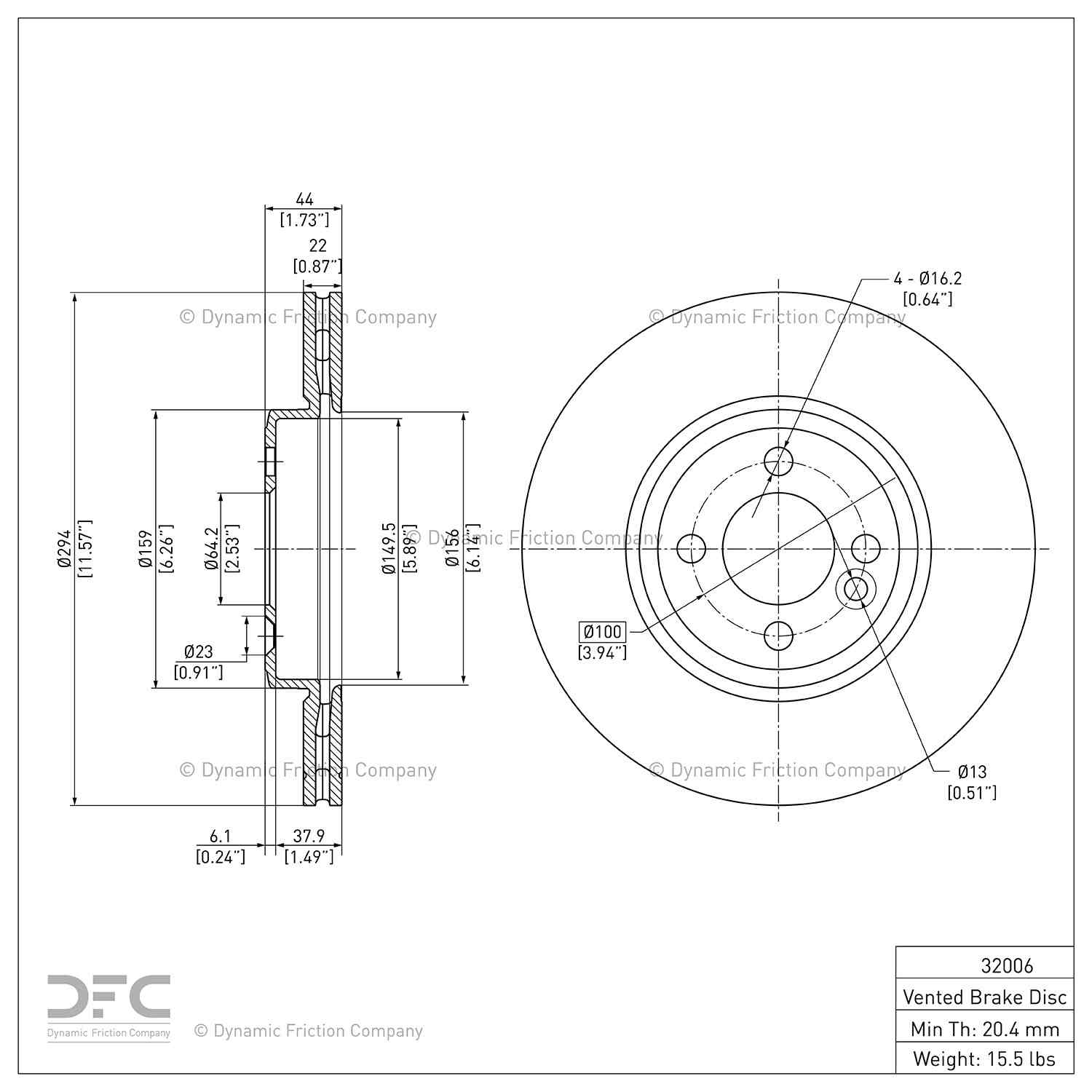 dynamic friction company disc brake rotor  frsport 604-32006