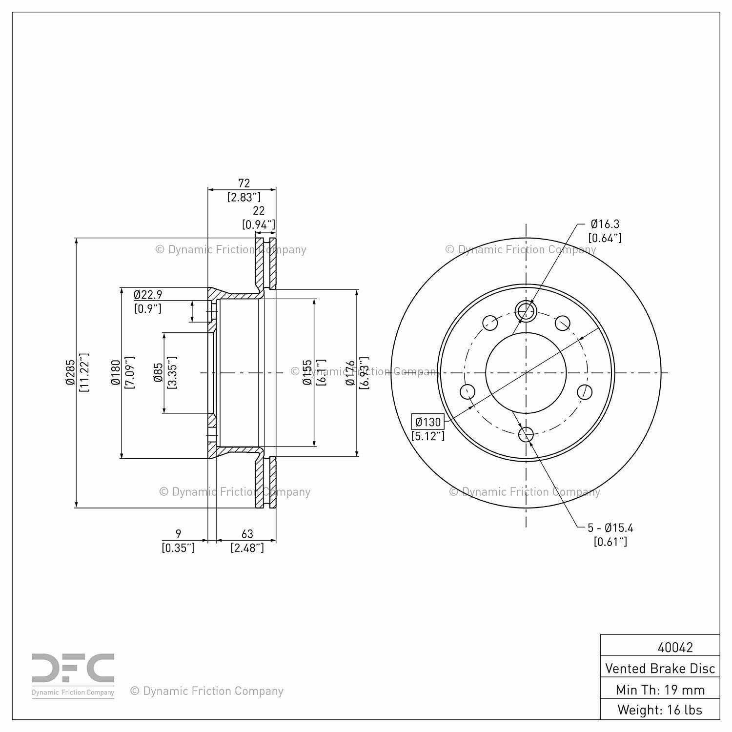 dynamic friction company disc brake rotor  frsport 604-40042