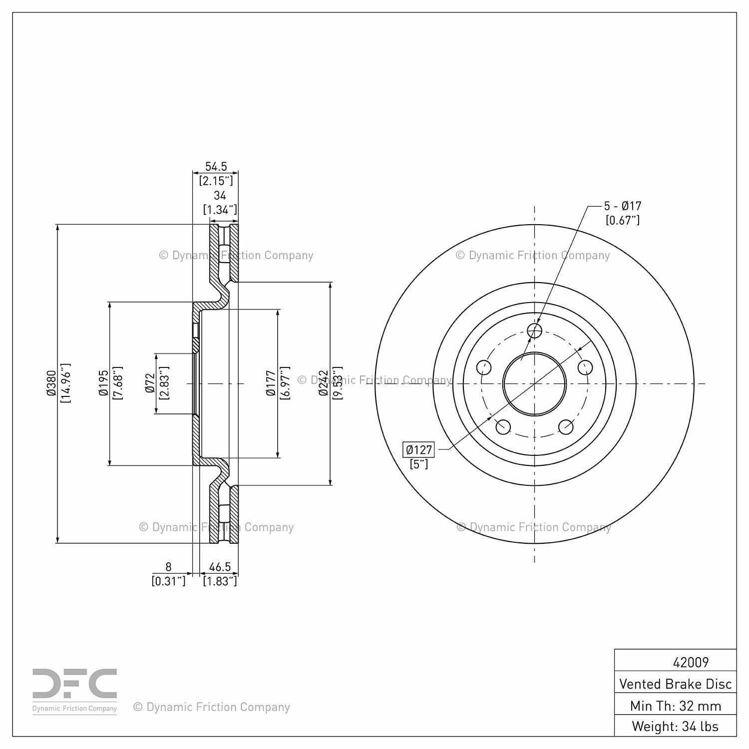 dynamic friction company disc brake rotor  frsport 604-42009