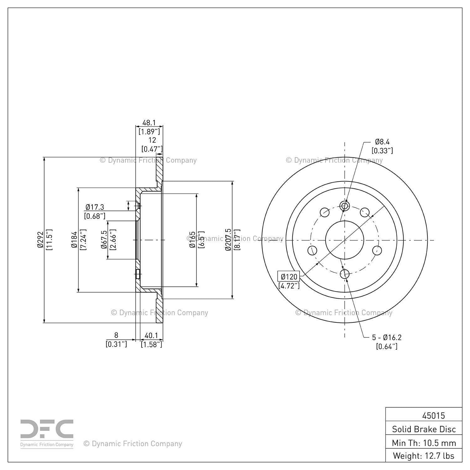 dynamic friction company disc brake rotor  frsport 604-45015