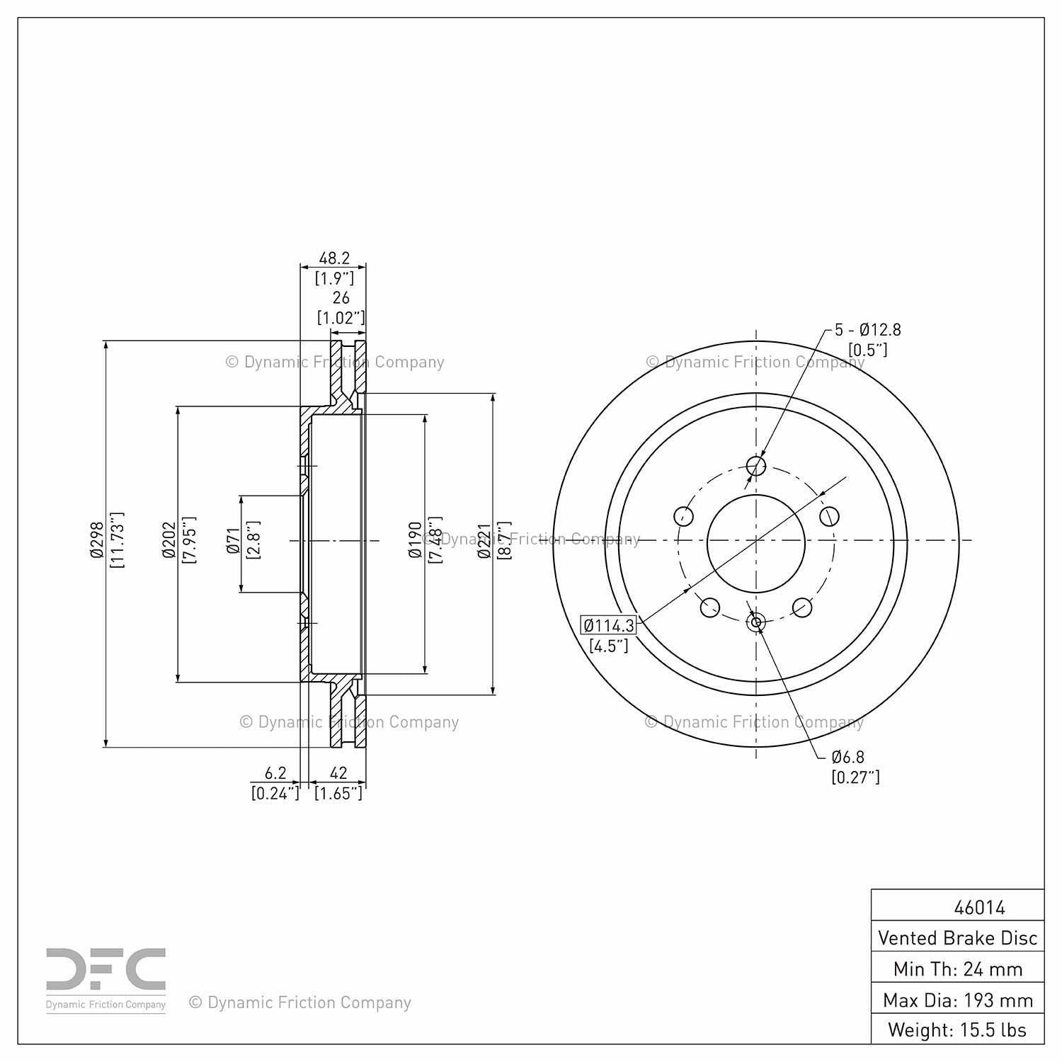 dynamic friction company disc brake rotor  frsport 604-46014