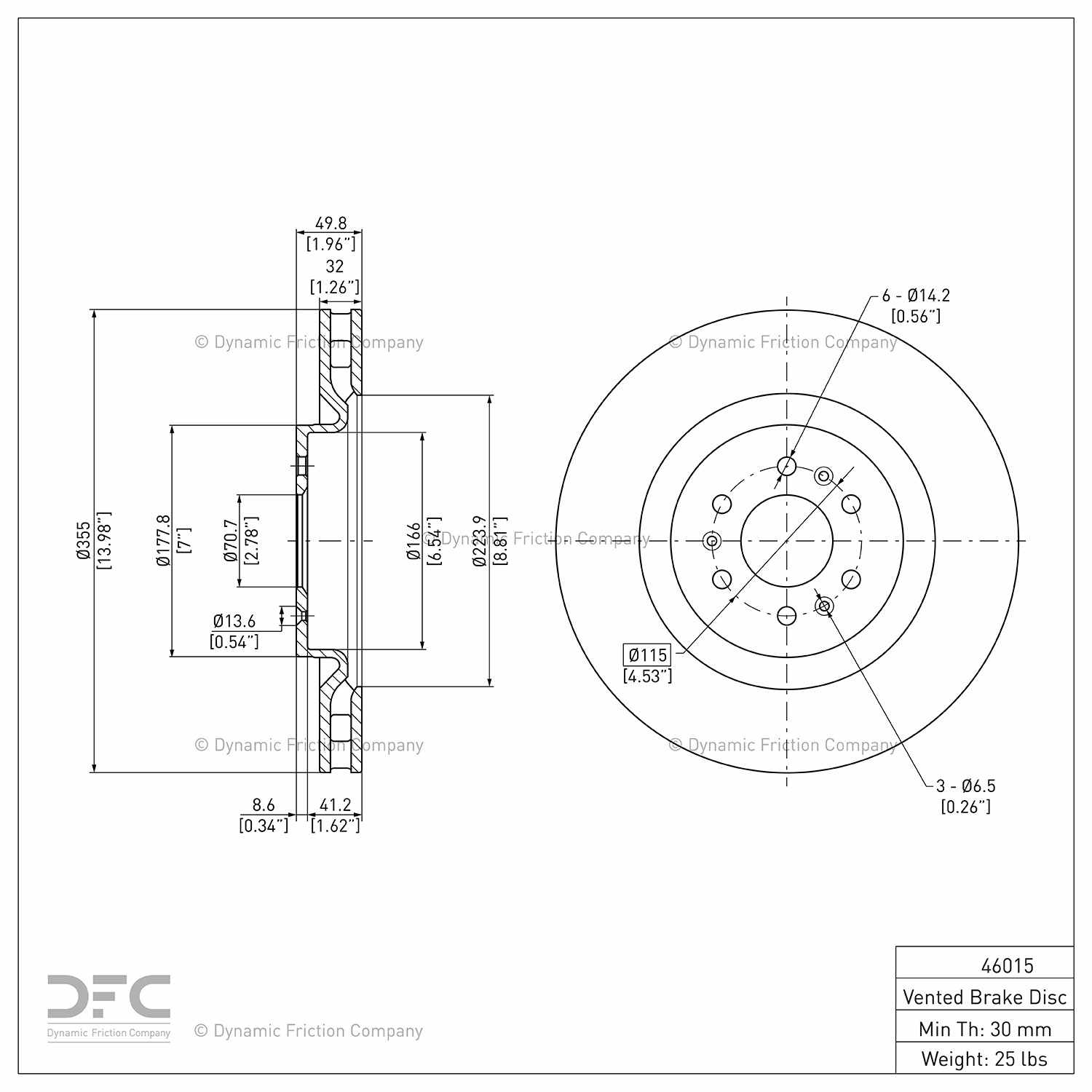 dynamic friction company disc brake rotor  frsport 604-46015