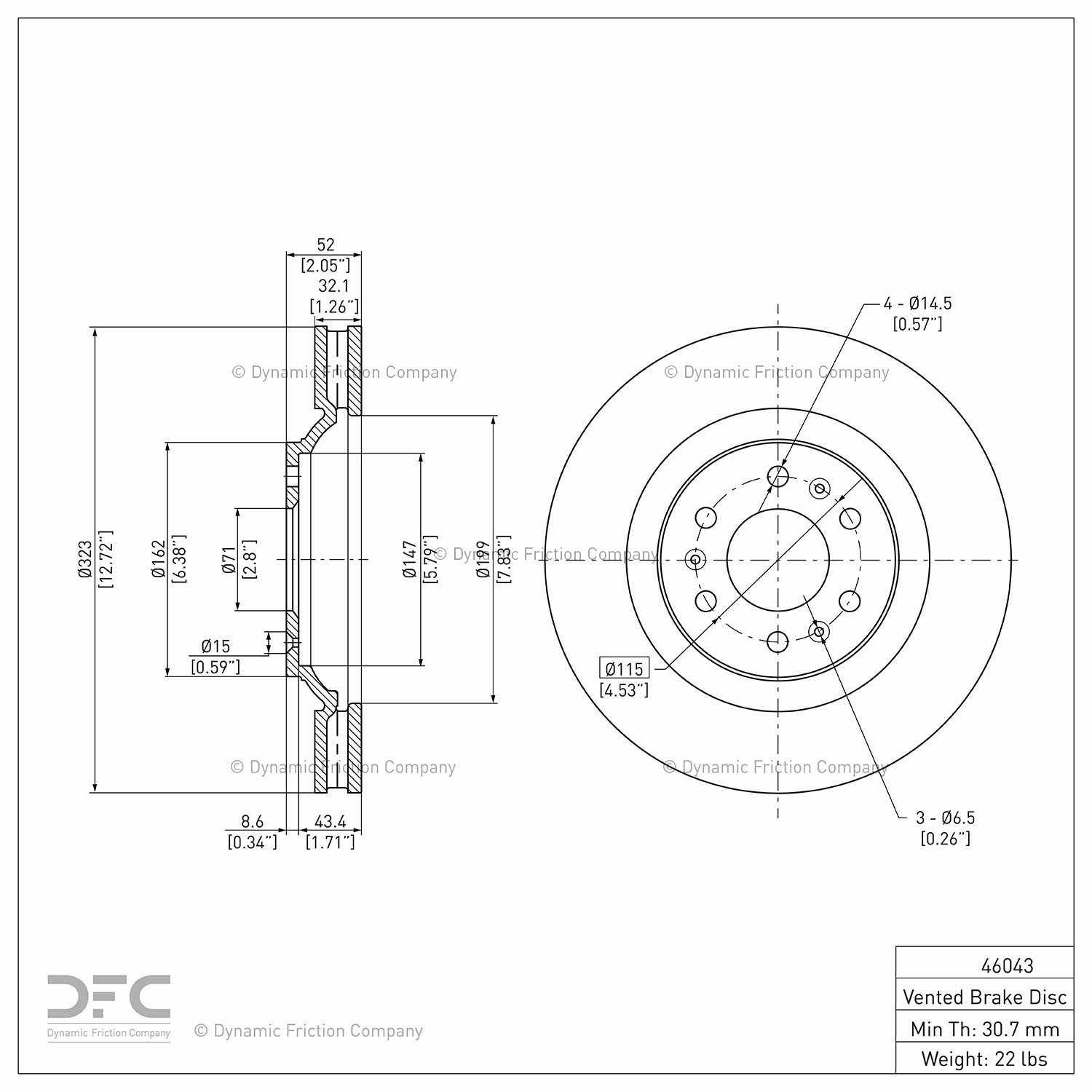 dynamic friction company disc brake rotor  frsport 604-46043