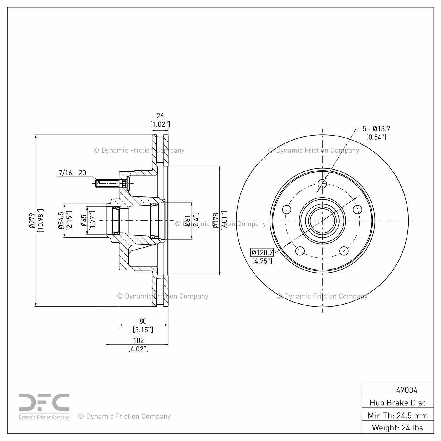 dynamic friction company disc brake rotor  frsport 604-47004