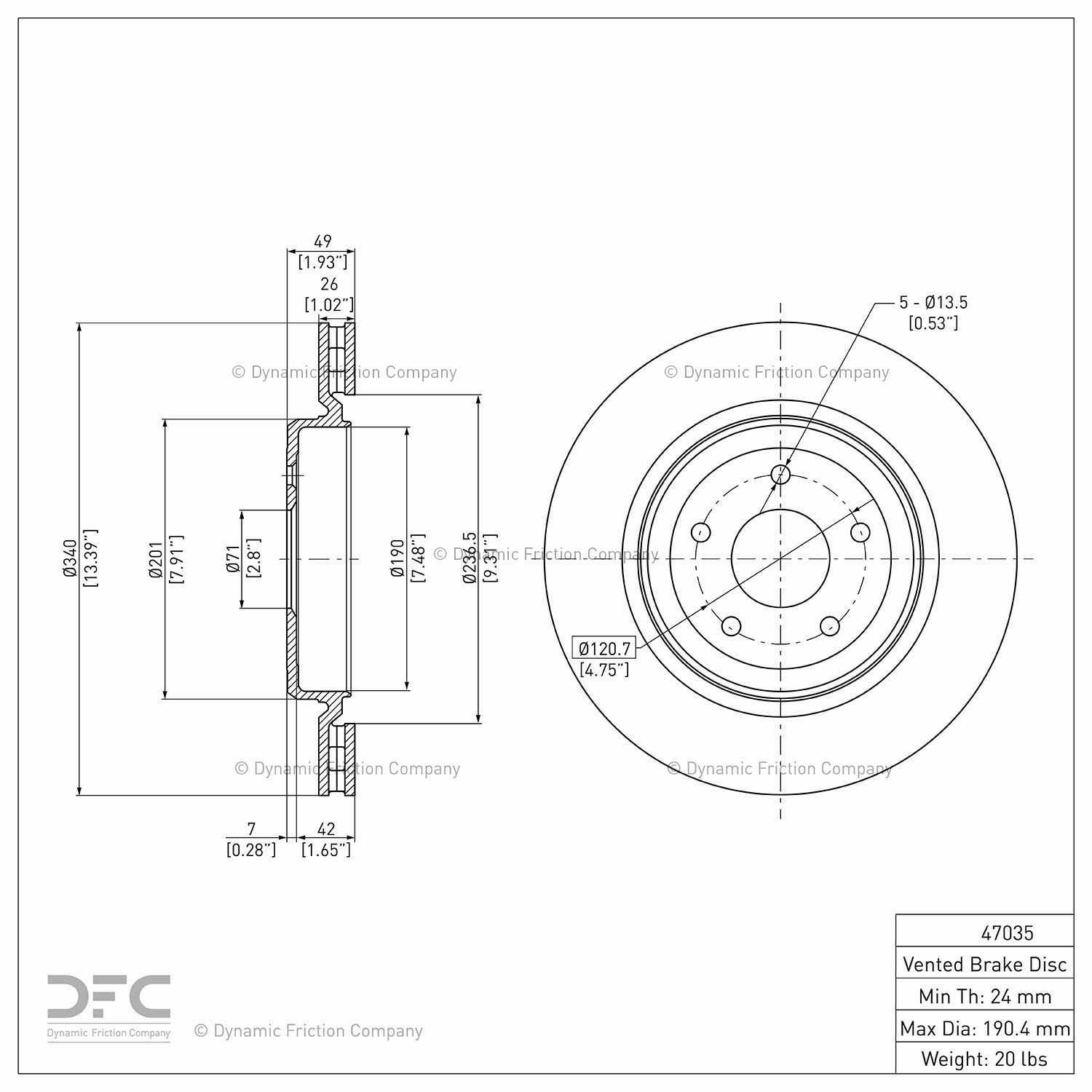 dynamic friction company disc brake rotor  frsport 604-47035