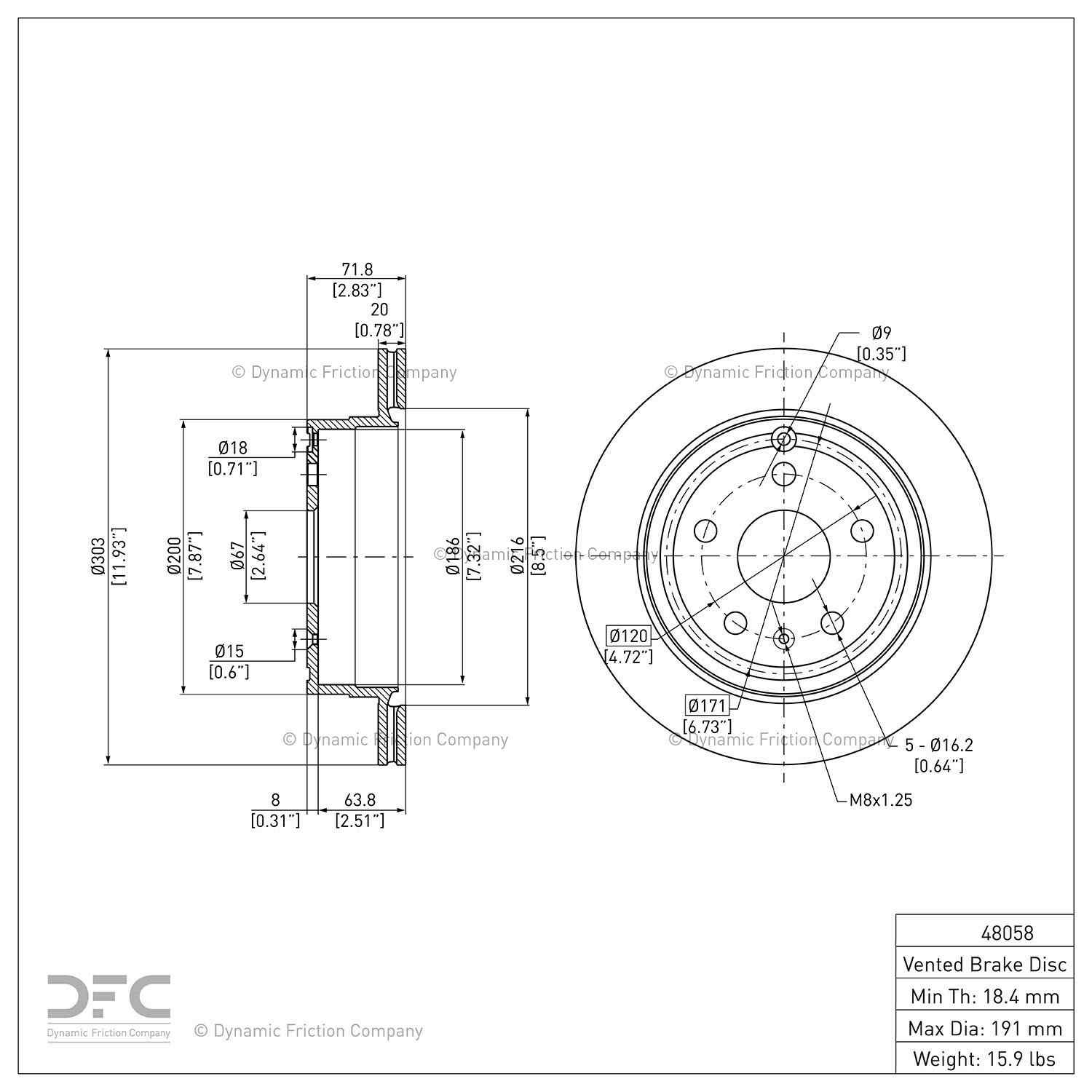 dynamic friction company disc brake rotor  frsport 604-48058