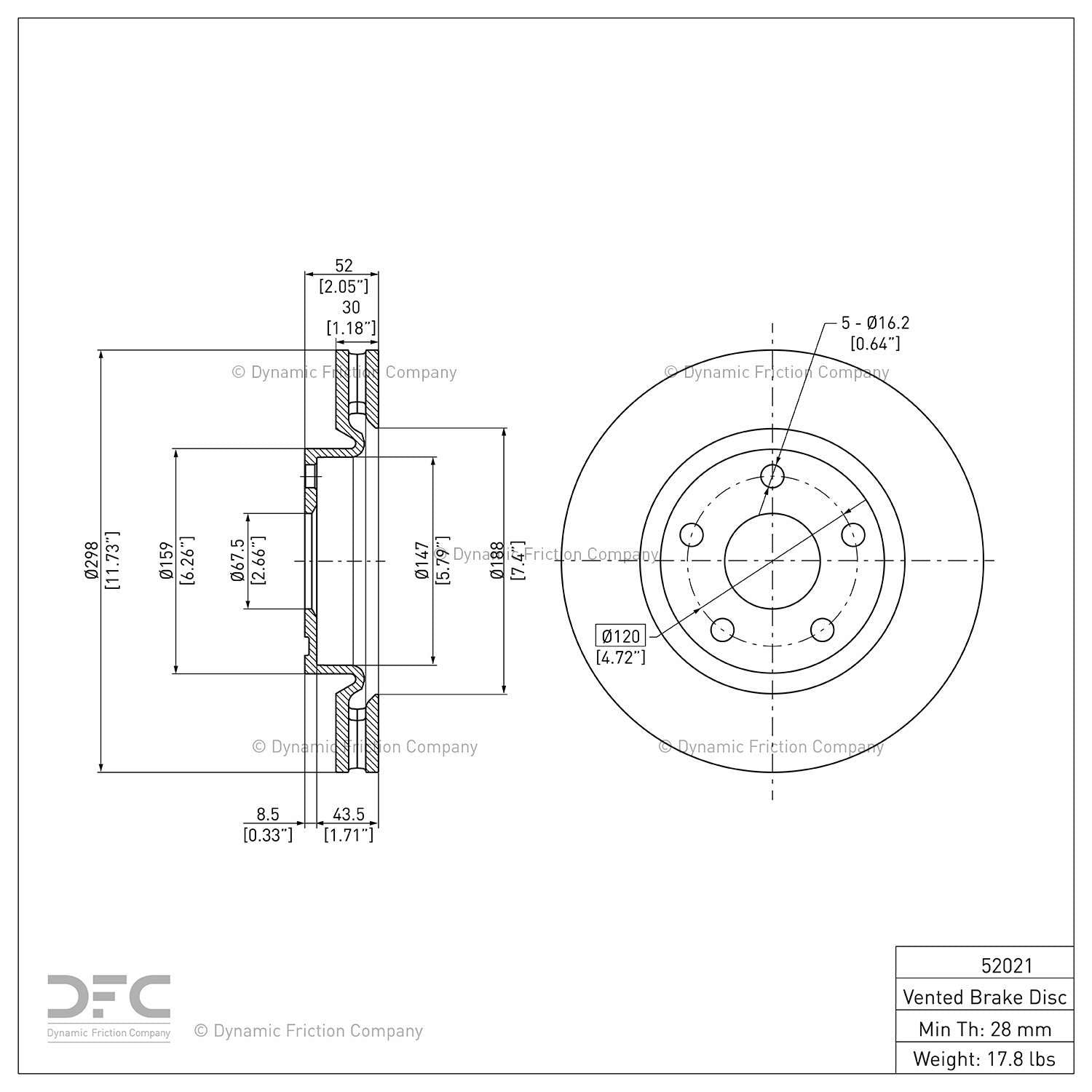 dynamic friction company disc brake rotor  frsport 604-52021