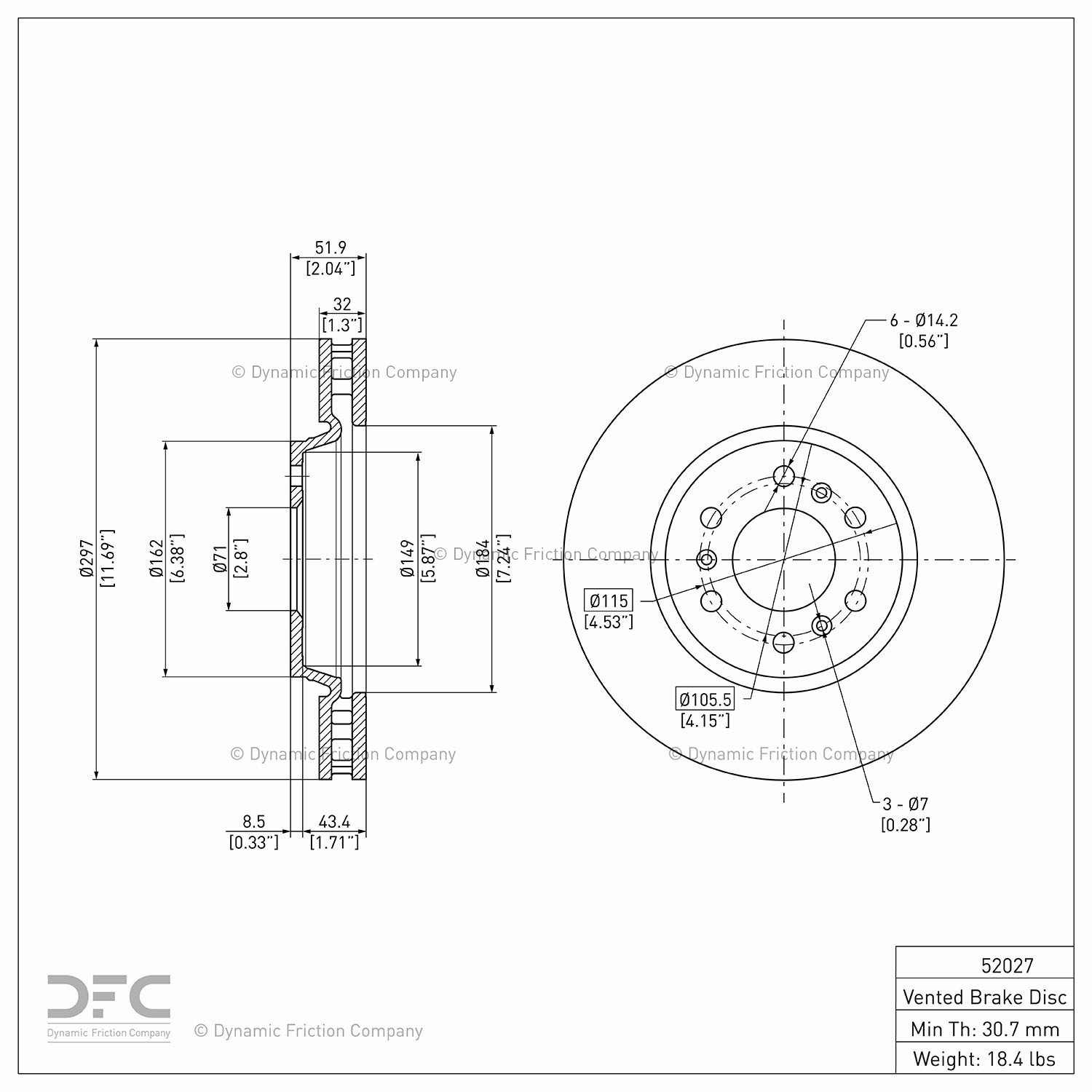 dynamic friction company disc brake rotor  frsport 604-52027