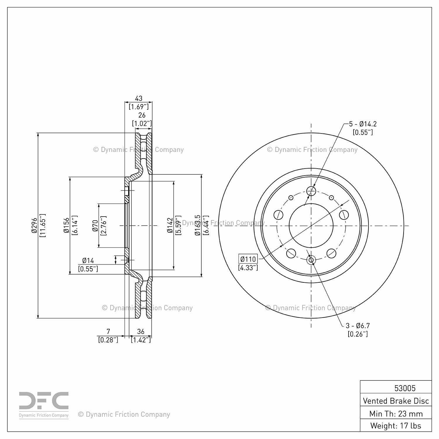 dynamic friction company disc brake rotor  frsport 604-53005