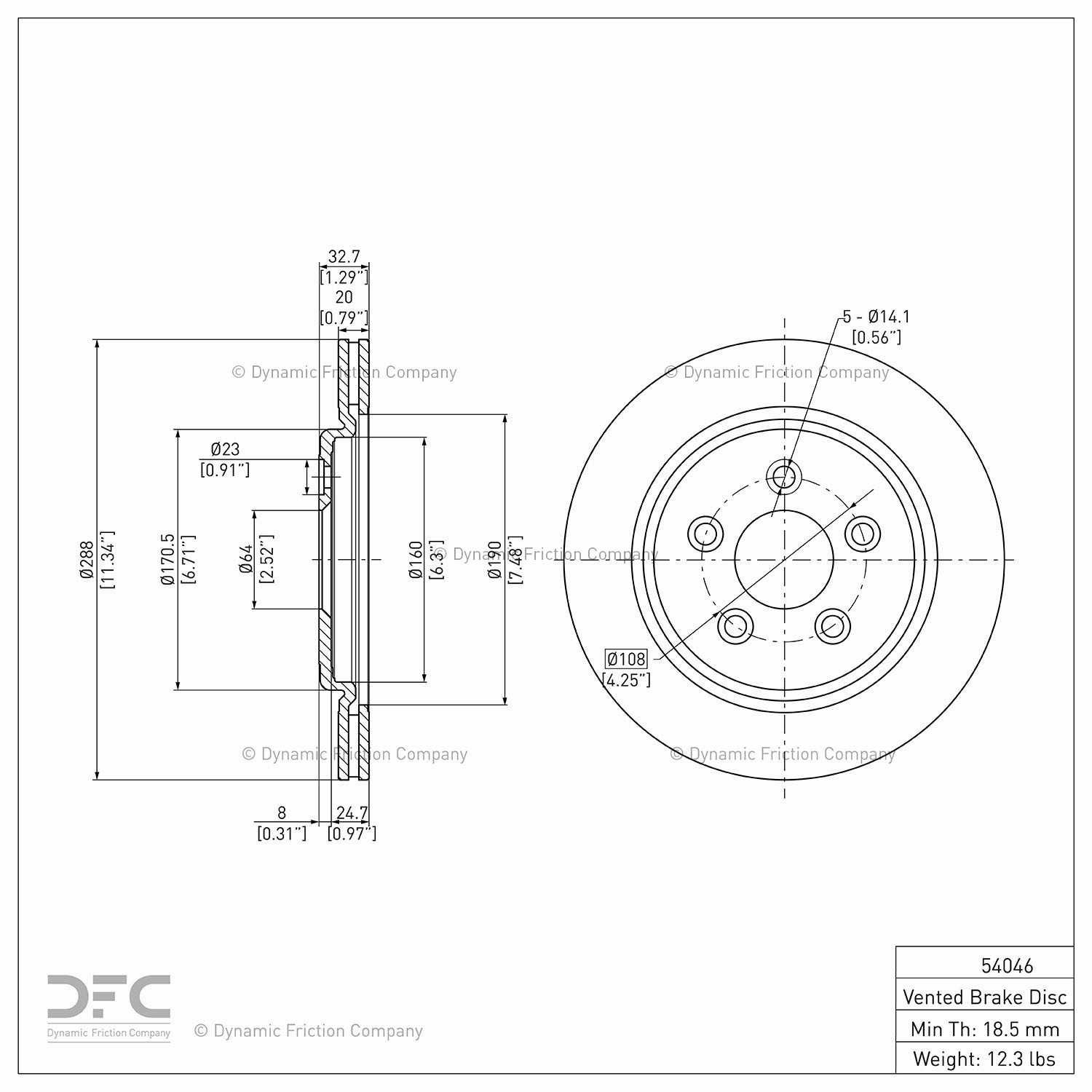 dynamic friction company disc brake rotor  frsport 604-54046