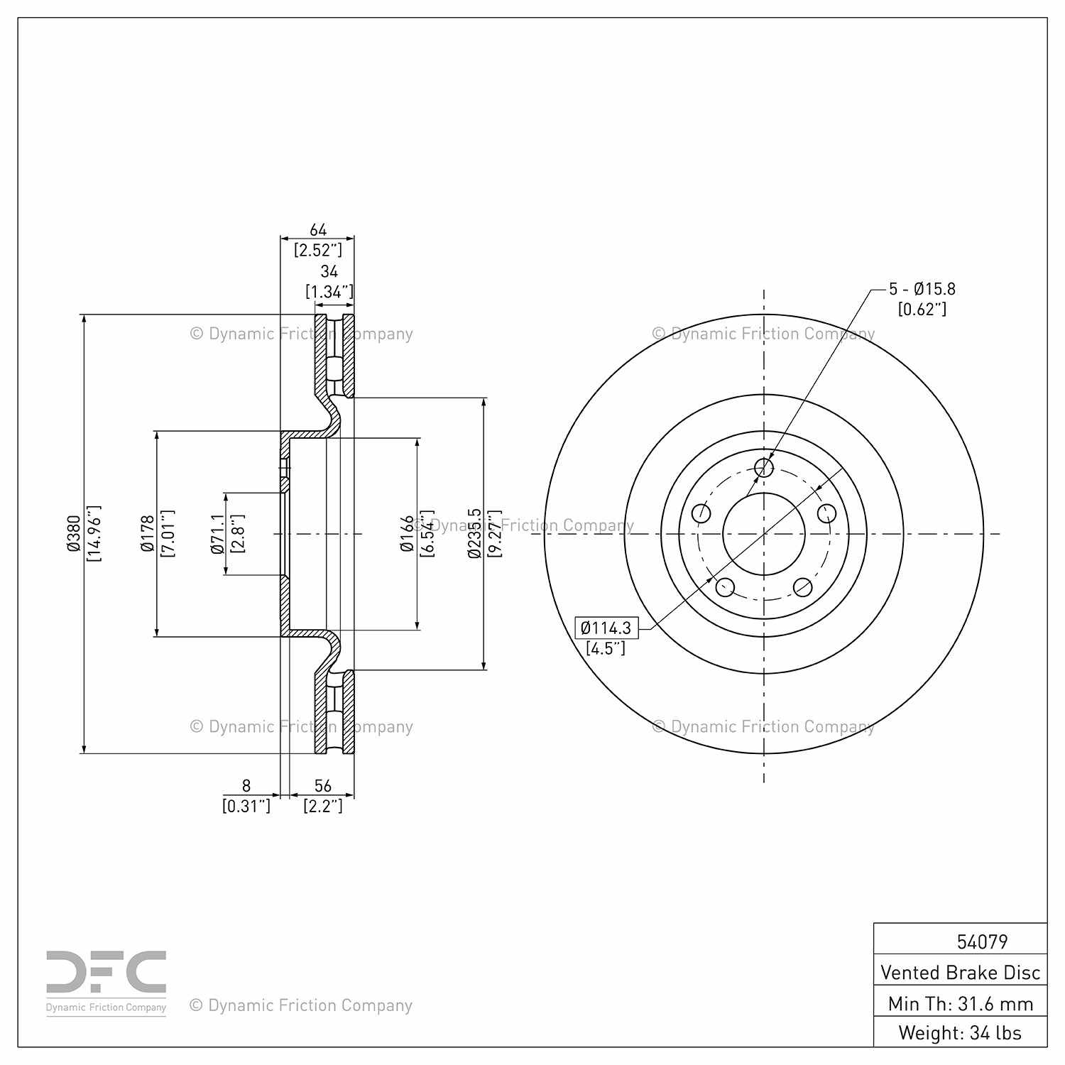 dynamic friction company disc brake rotor  frsport 604-54079