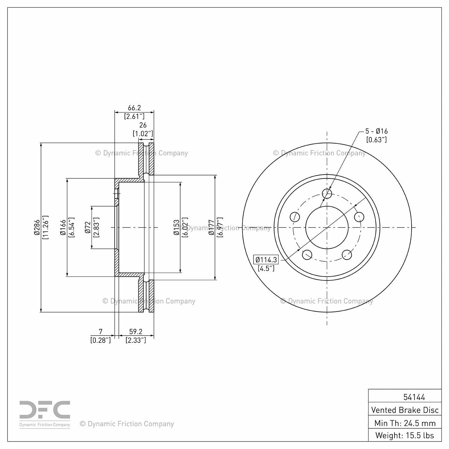 dynamic friction company disc brake rotor  frsport 604-54144