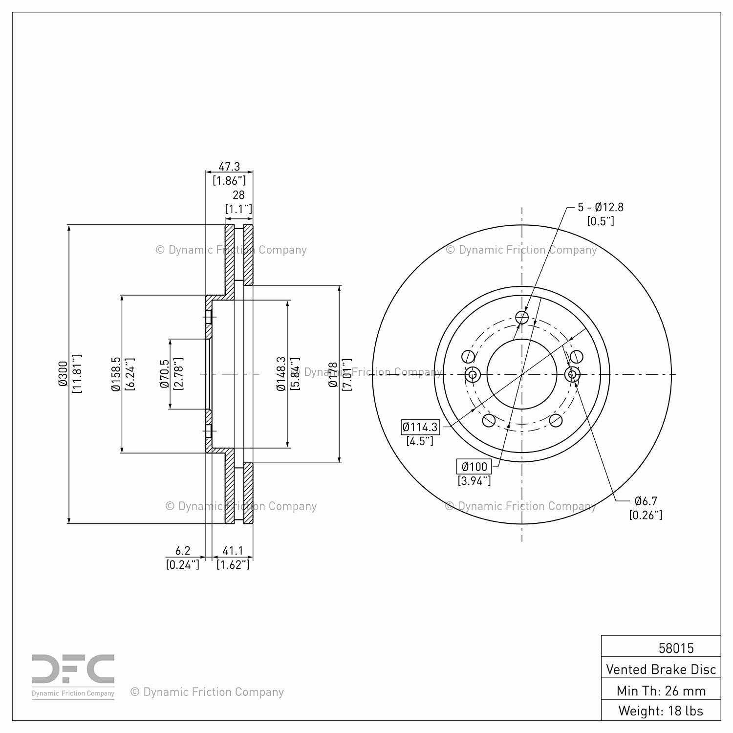 dynamic friction company disc brake rotor  frsport 604-58015