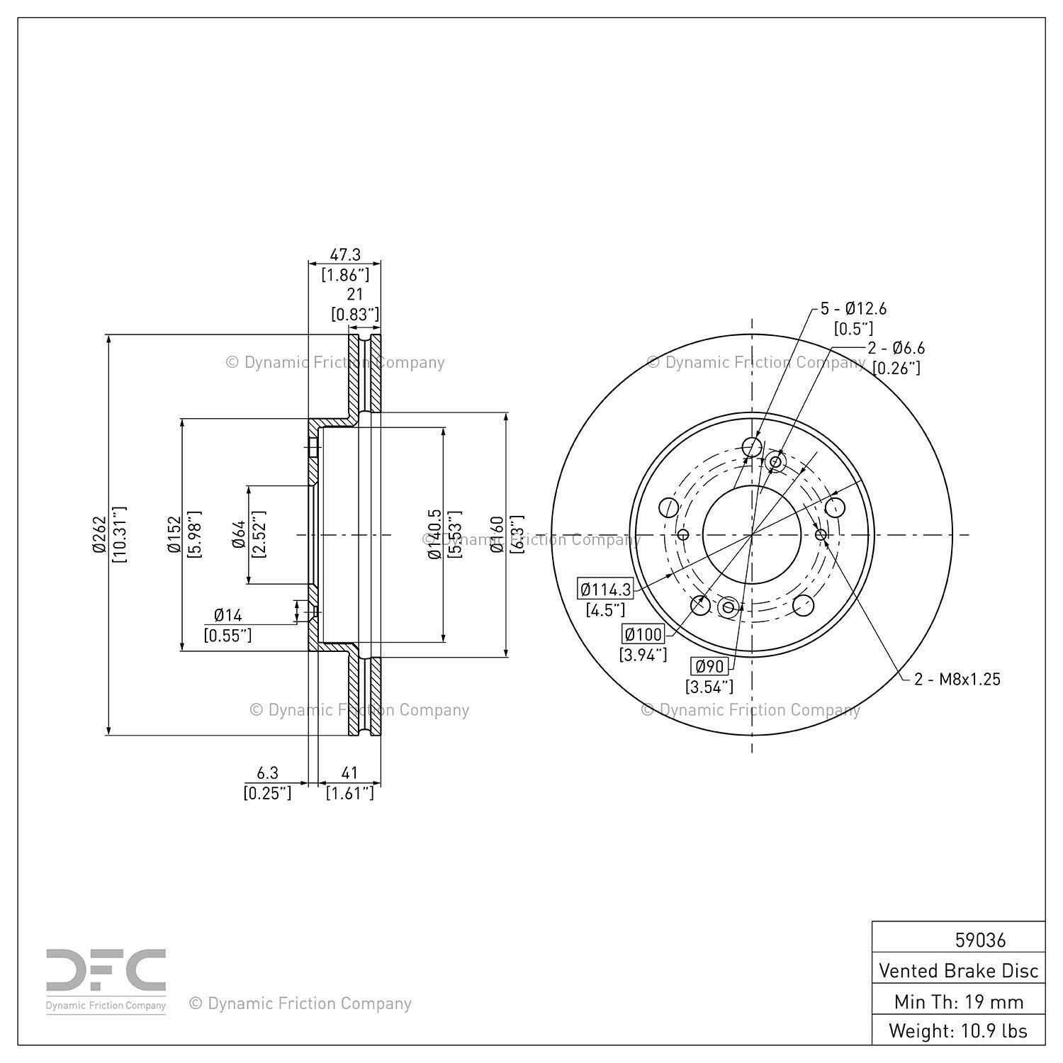 dynamic friction company disc brake rotor  frsport 604-59036