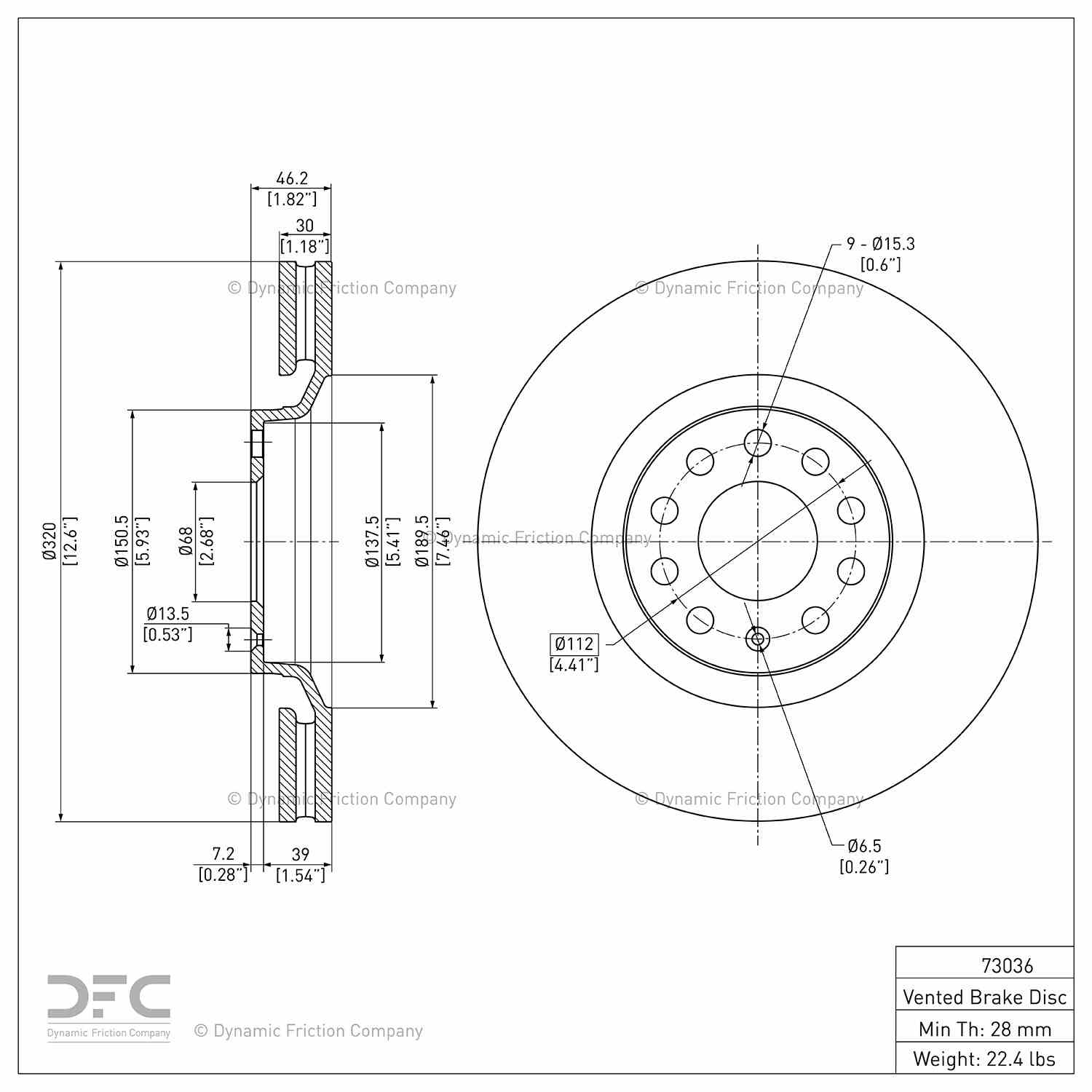 dynamic friction company disc brake rotor  frsport 604-73036