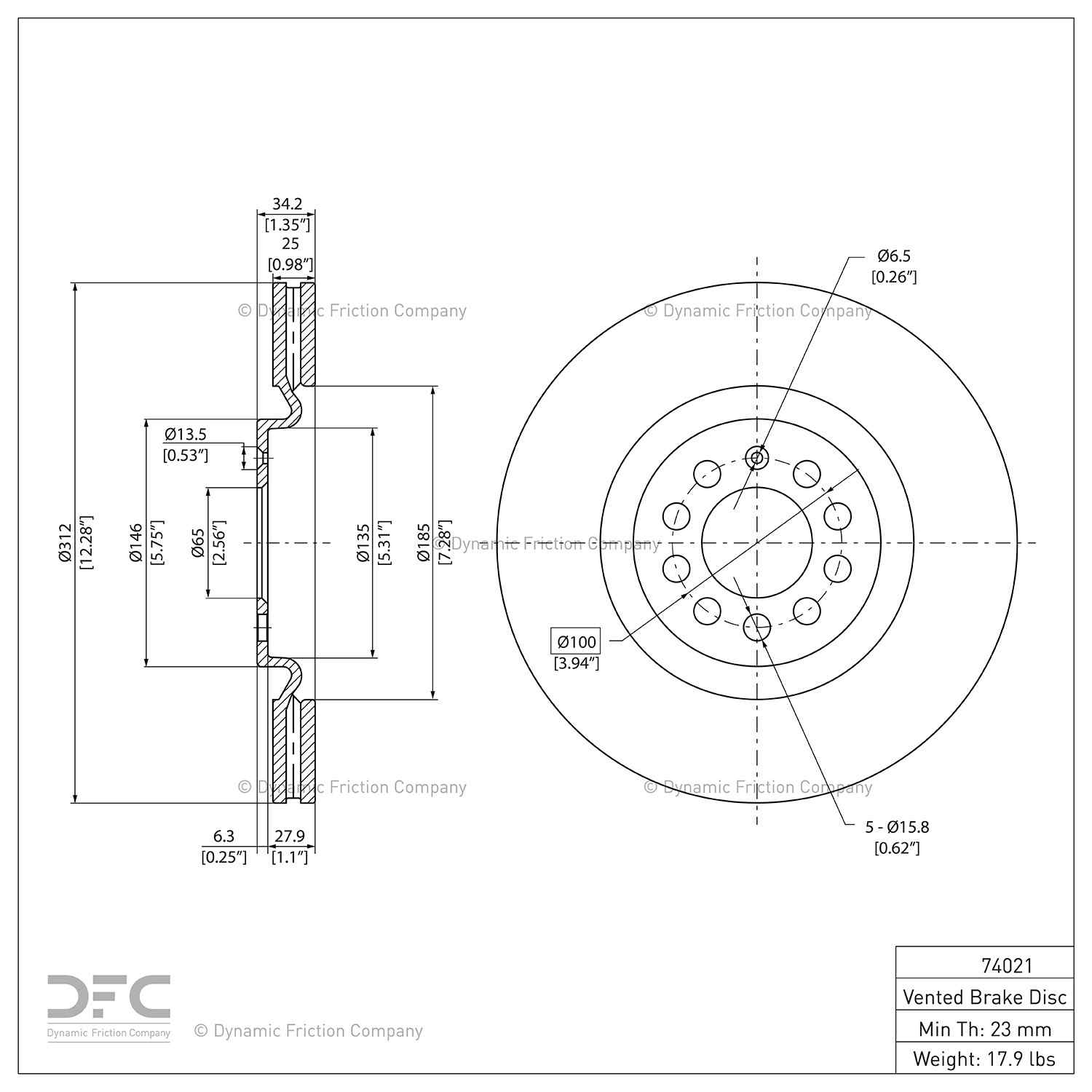 dynamic friction company disc brake rotor  frsport 604-74021