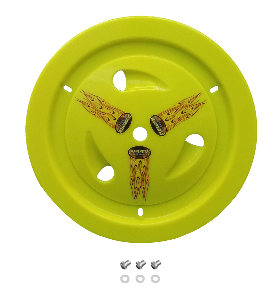 Dominator Racing Products Wheel Cover Dzus-On Fluo Yellow DOM1013-D-FLO-YE